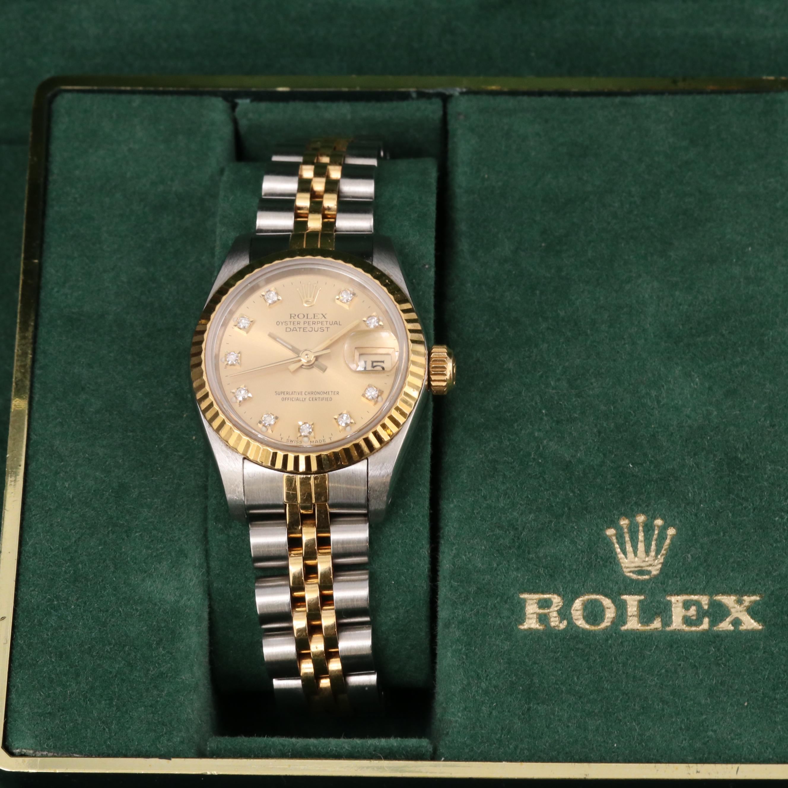 Rolex Datejust Stainless Steel and 18K Gold Diamond Automatic Watch, 1986