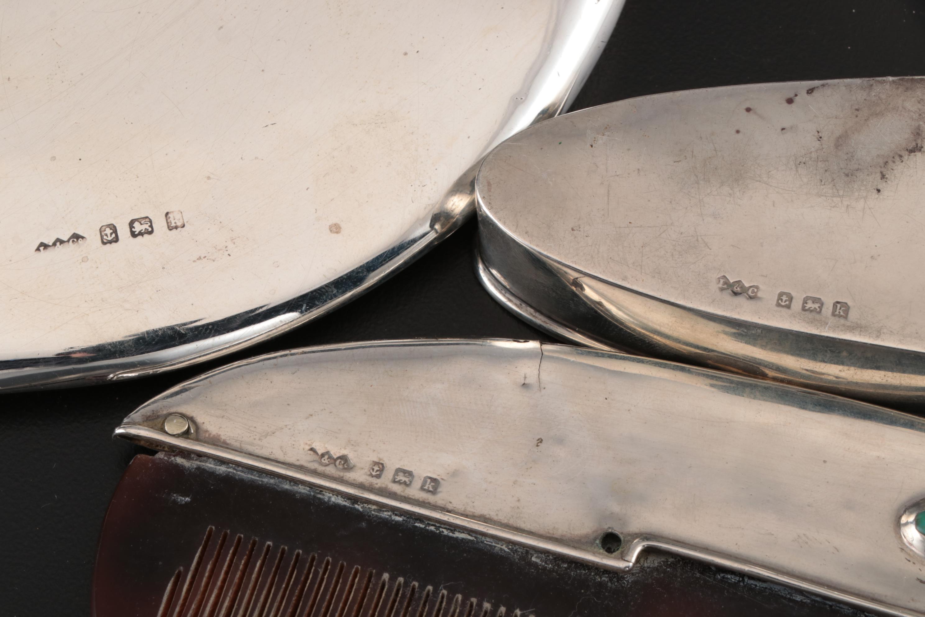 Antique Liberty & Co. Sterling Silver and Turquoise Vanity Set, 1909