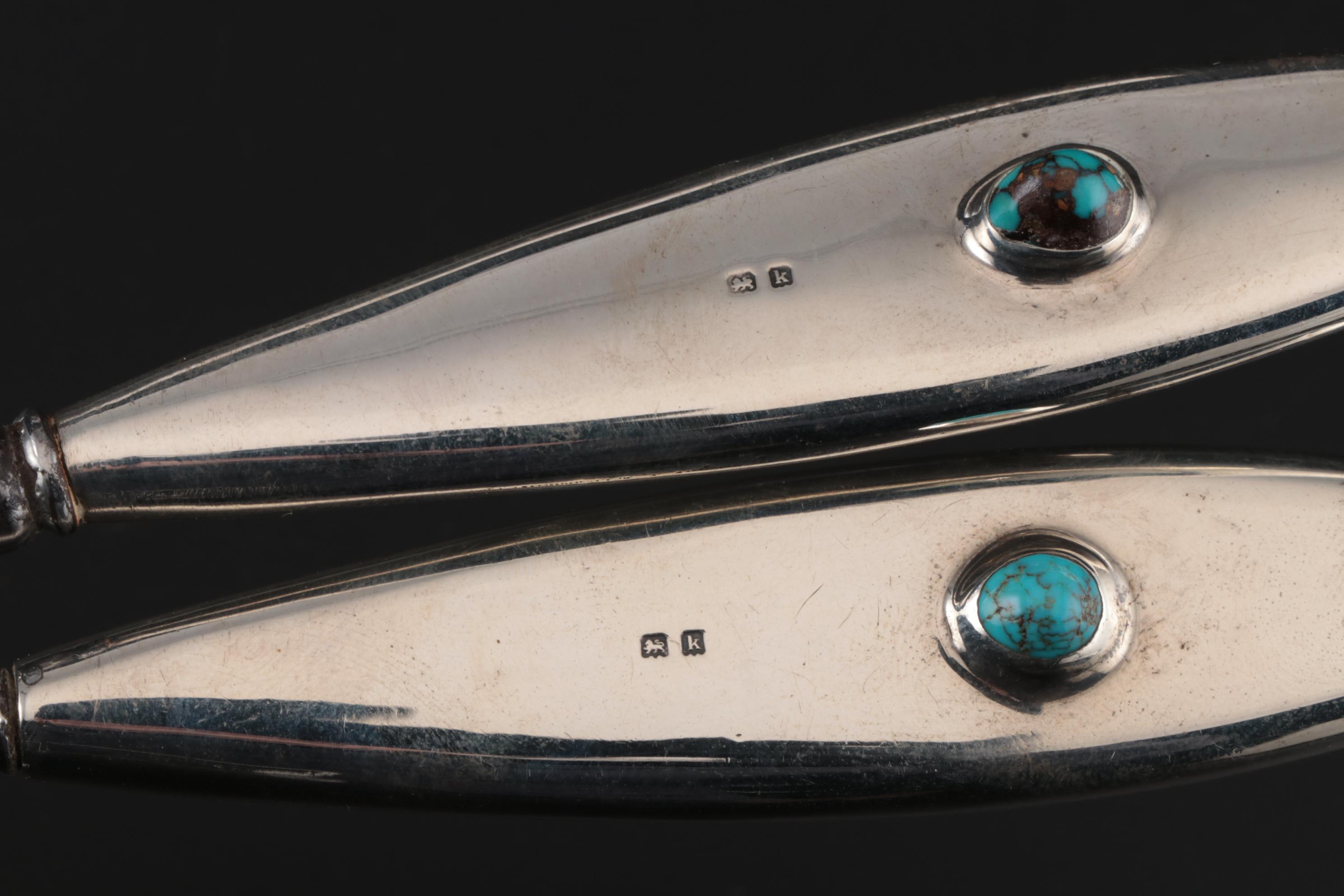 Antique Liberty & Co. Sterling Silver and Turquoise Vanity Set, 1909