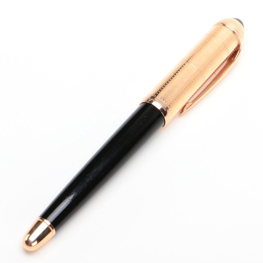 Cartier "Transatlantique Roadster" Fountain Pen In Rose Gold and Black Resin