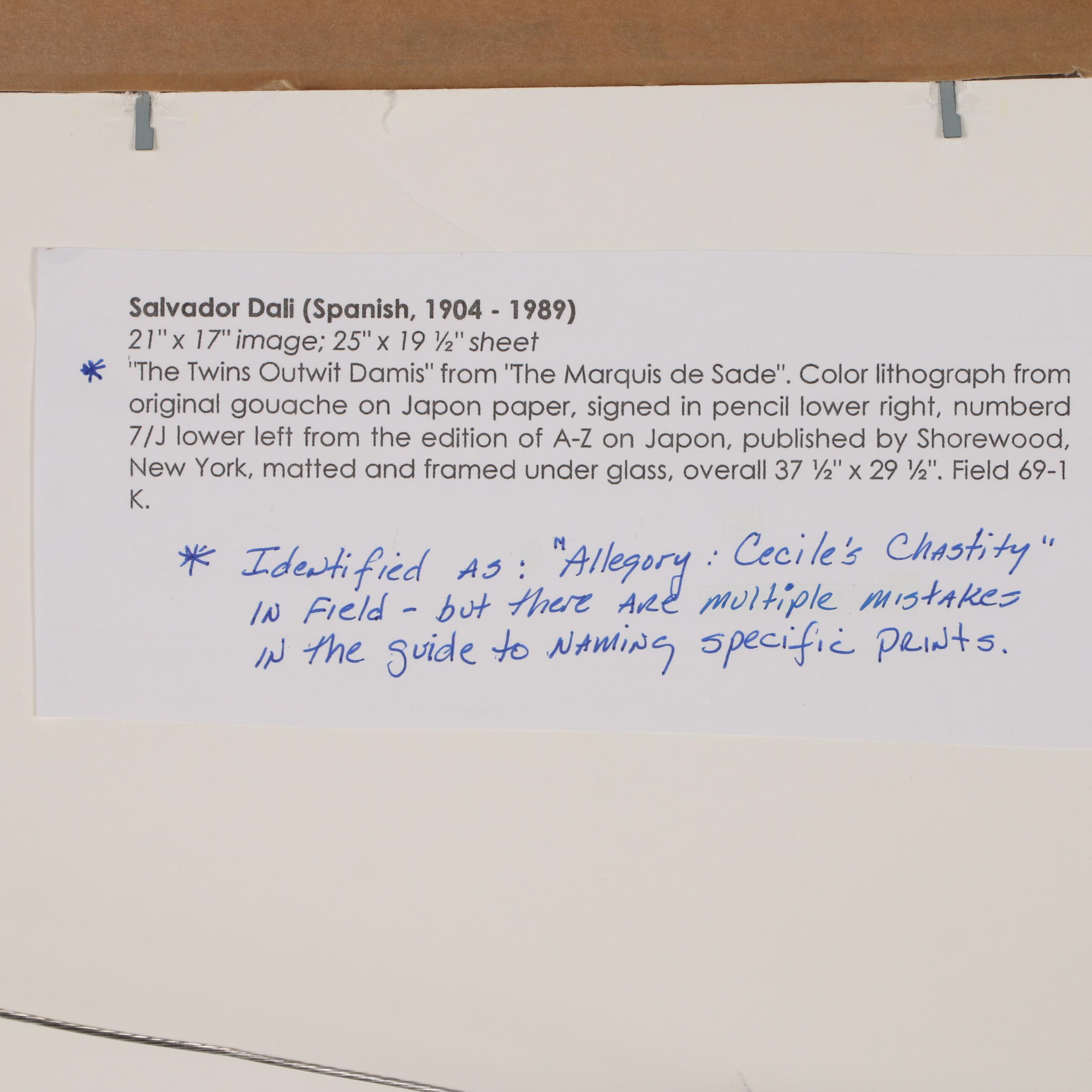 Salvador Dali Lithograph "The Twins Outwit Damis"