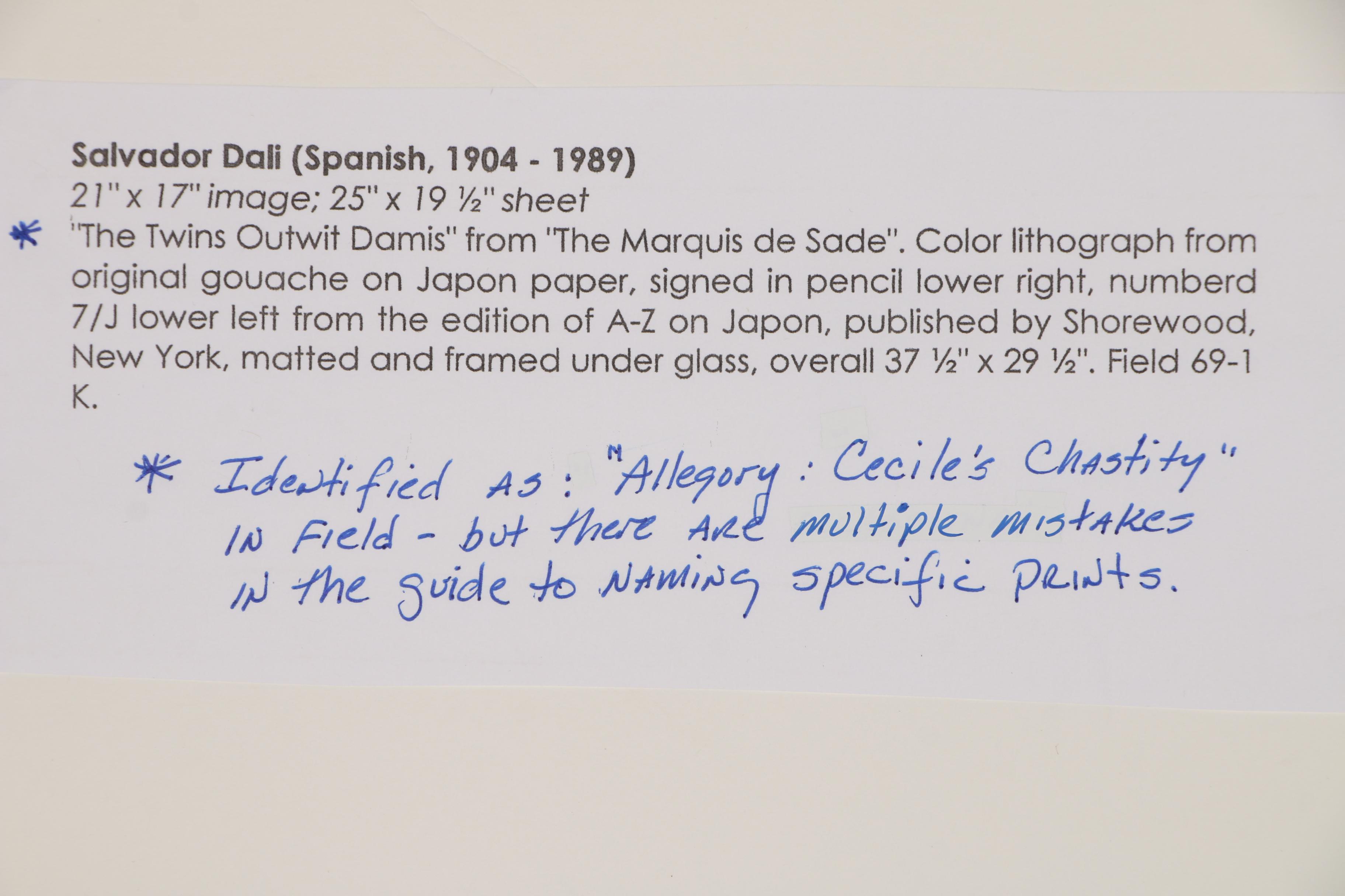 Salvador Dali Lithograph "The Twins Outwit Damis"