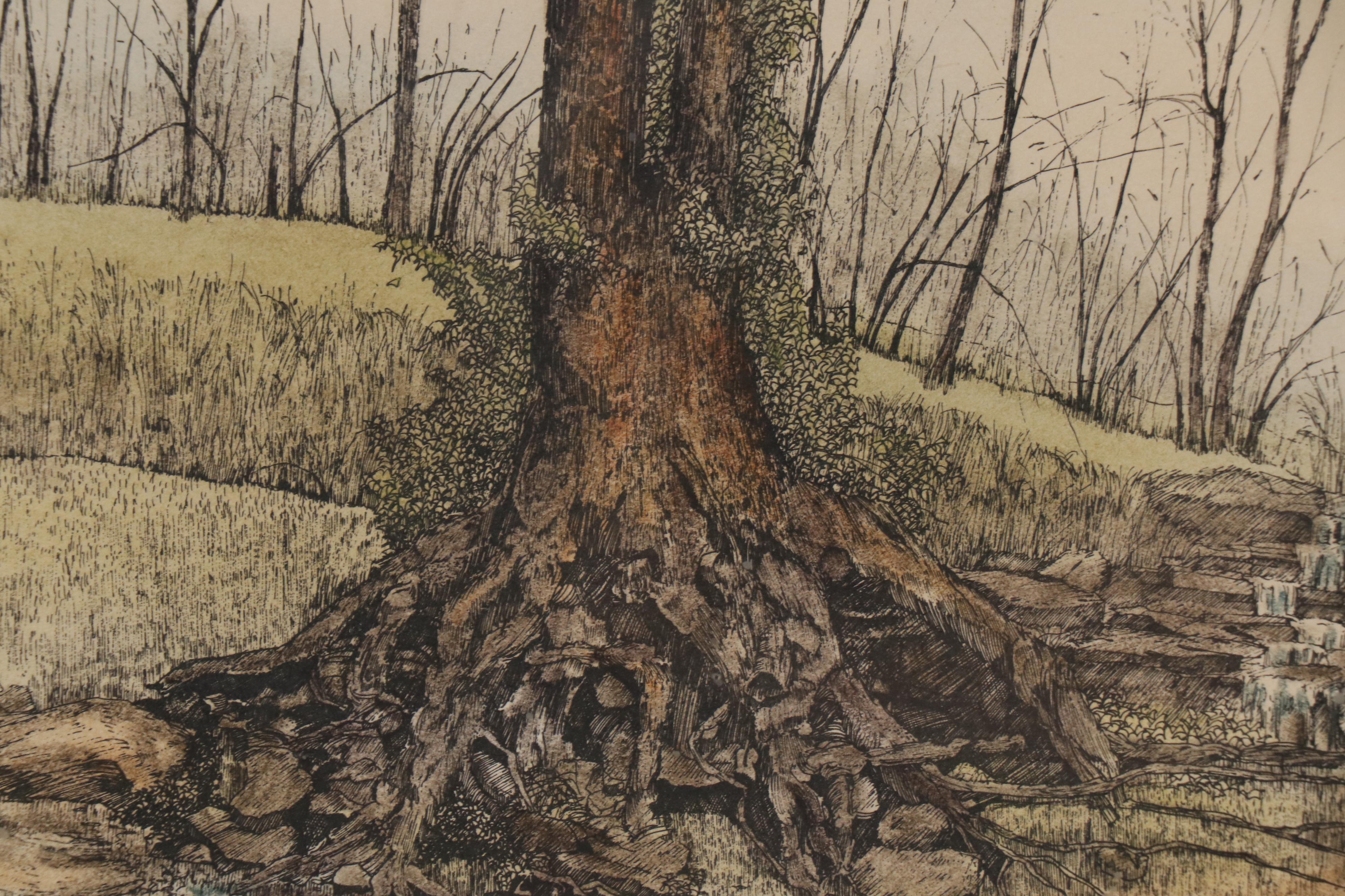 Lonnie C. Blackley Jr. Hand-Colored Landscape Etching "79"