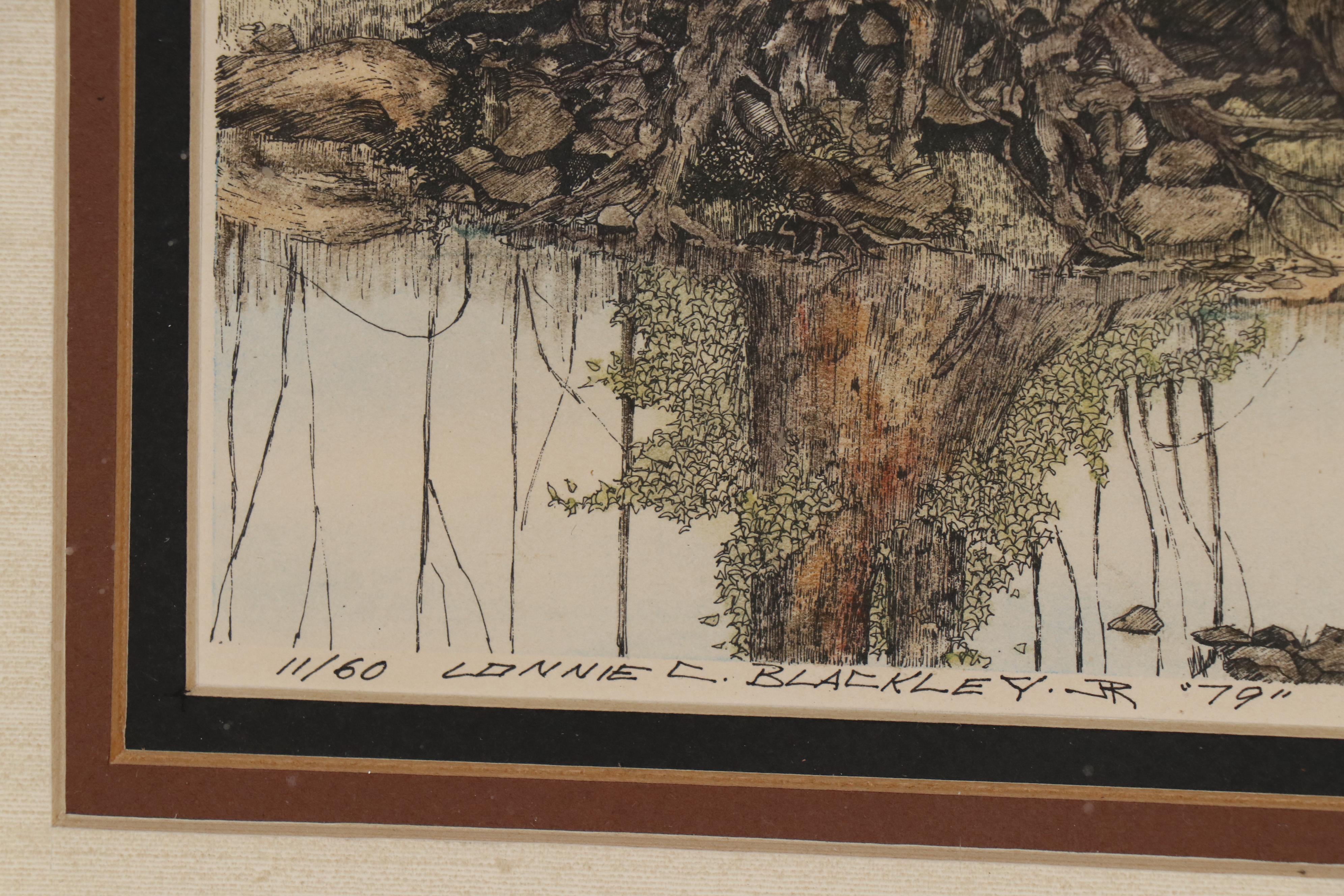 Lonnie C. Blackley Jr. Hand-Colored Landscape Etching "79"
