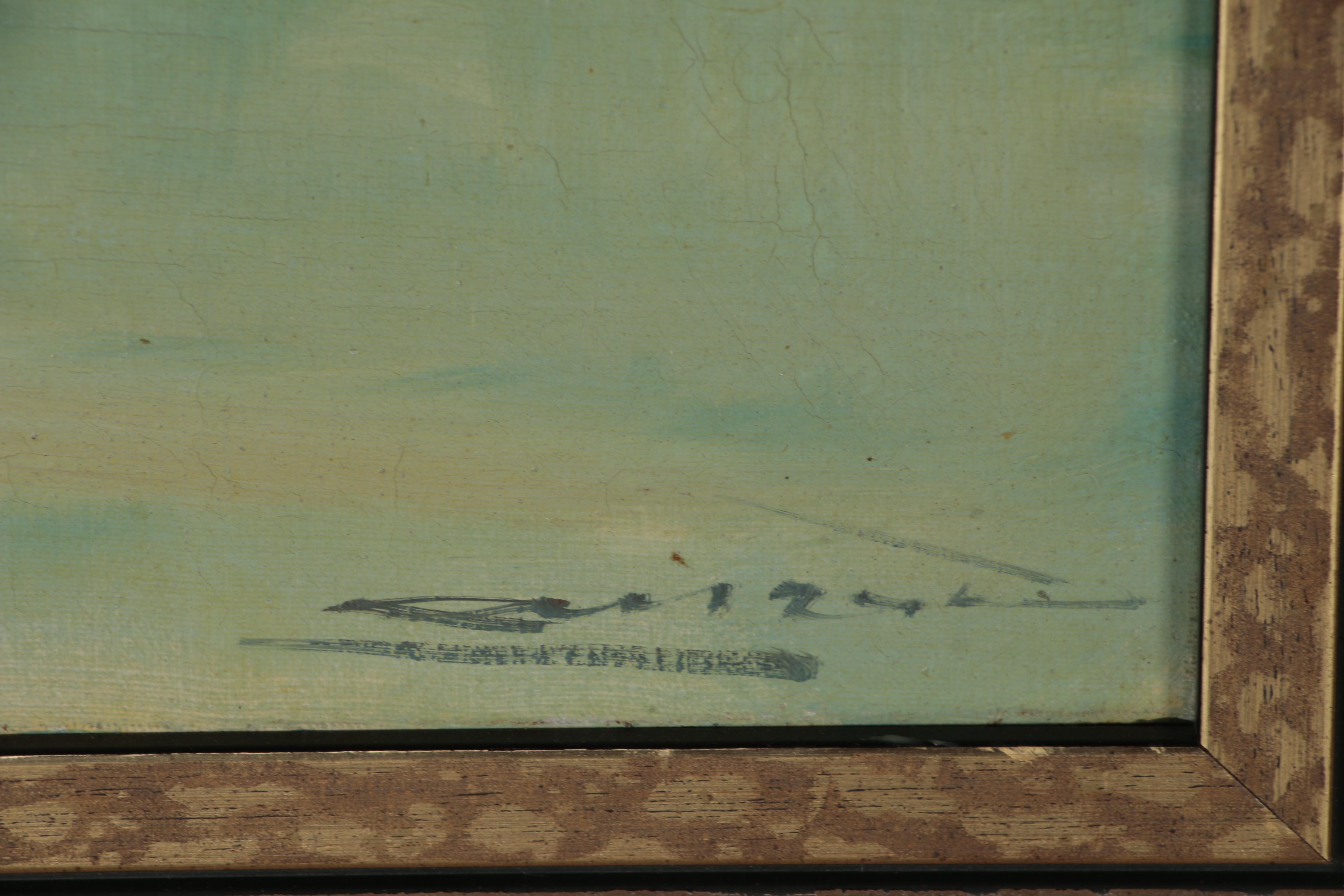 Oil Painting of Tropical Ocean Scene with Sailing Raft