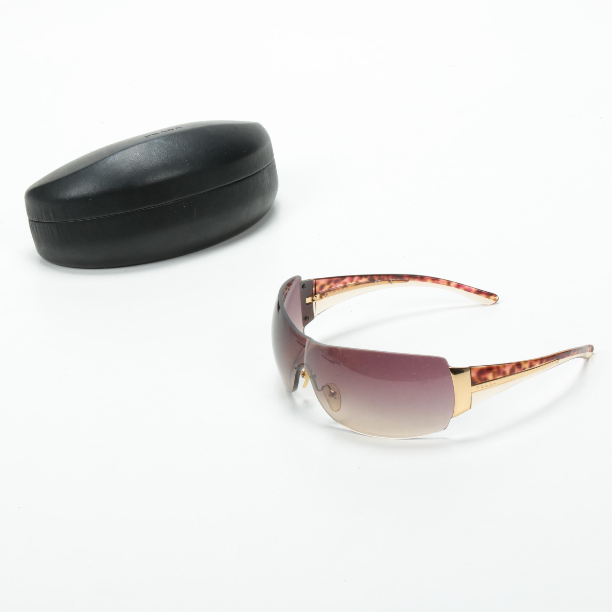 Prada SPR 54G Sunglasses in Amber and Tortoise with Case