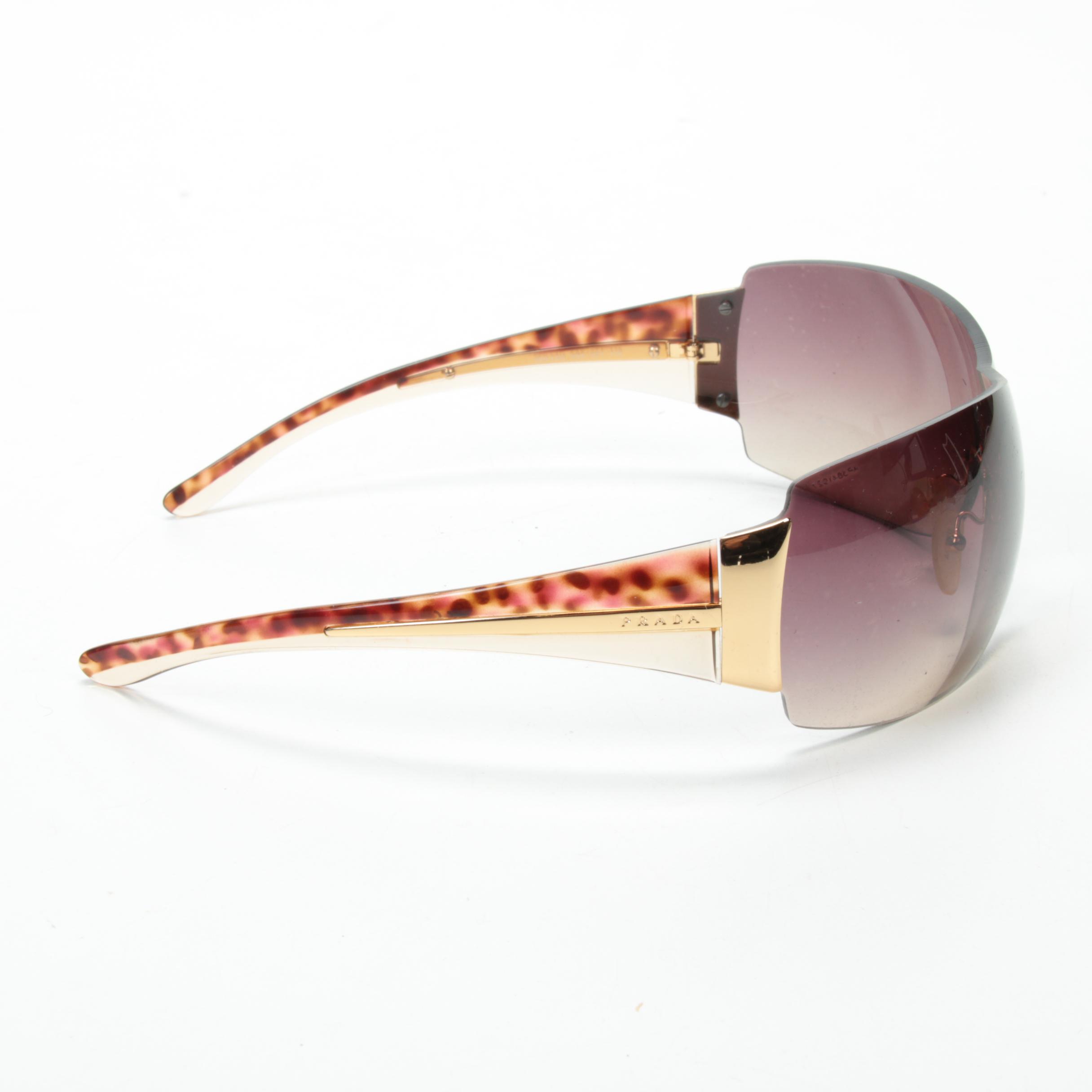 Prada SPR 54G Sunglasses in Amber and Tortoise with Case