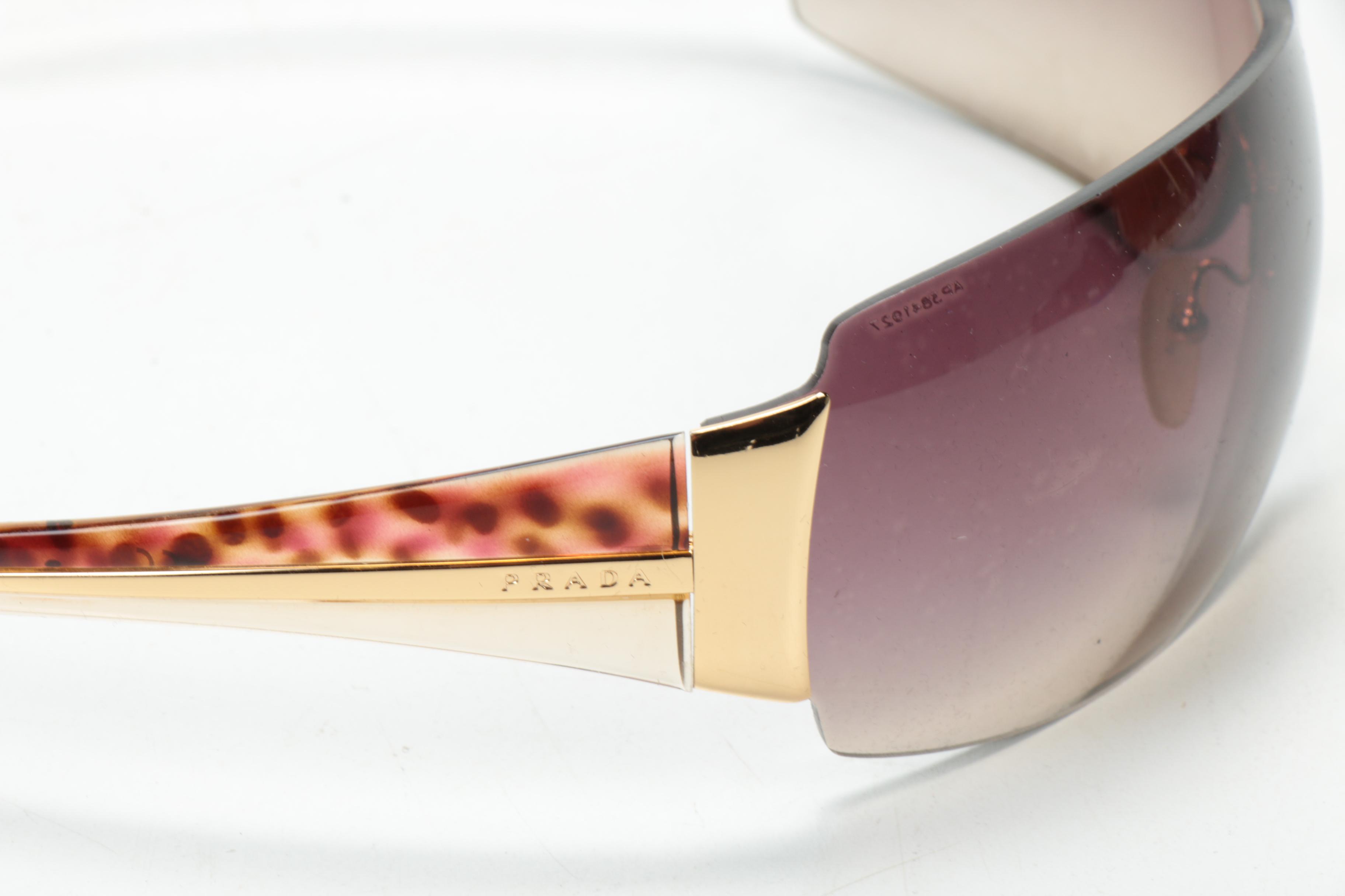 Prada SPR 54G Sunglasses in Amber and Tortoise with Case