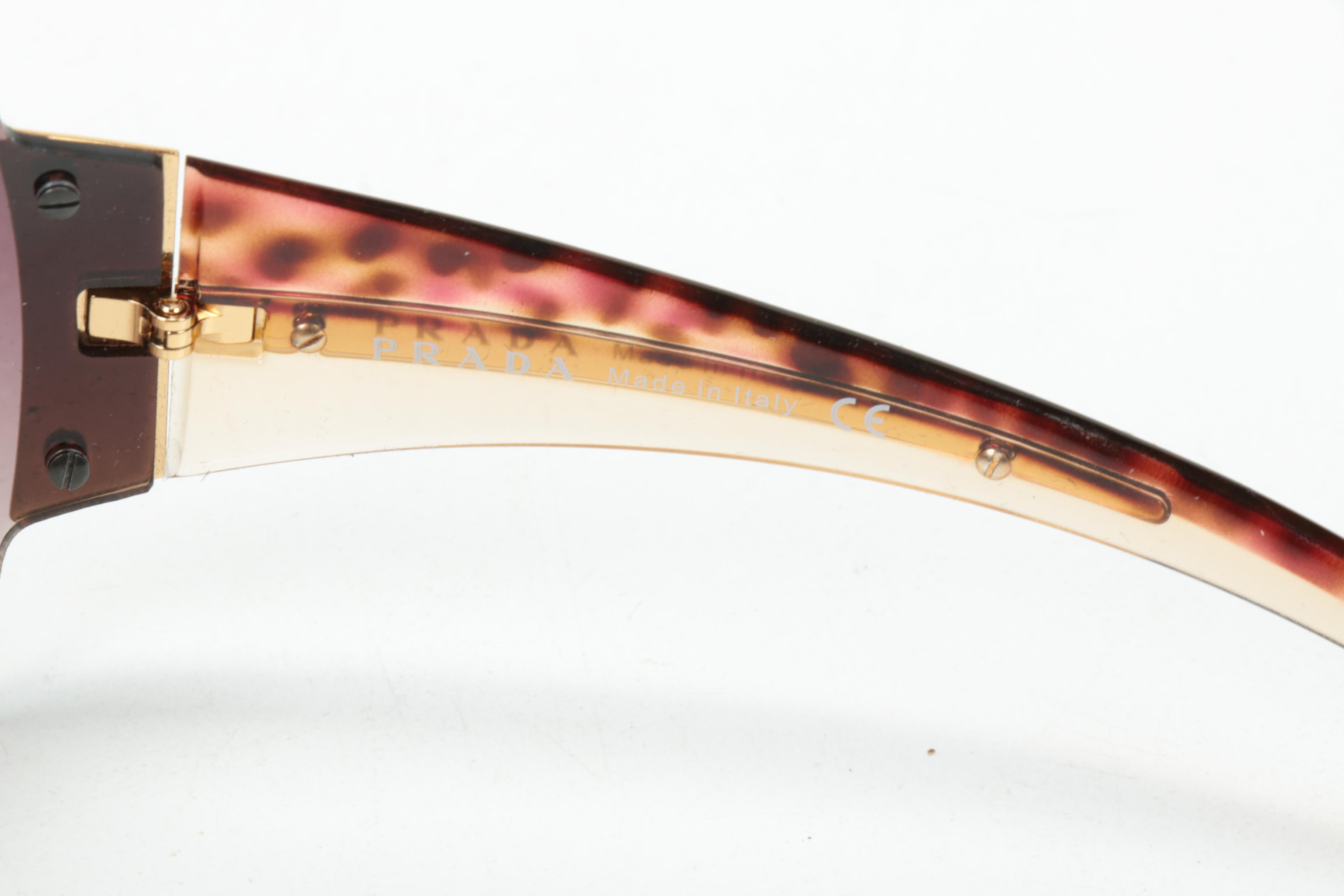 Prada SPR 54G Sunglasses in Amber and Tortoise with Case