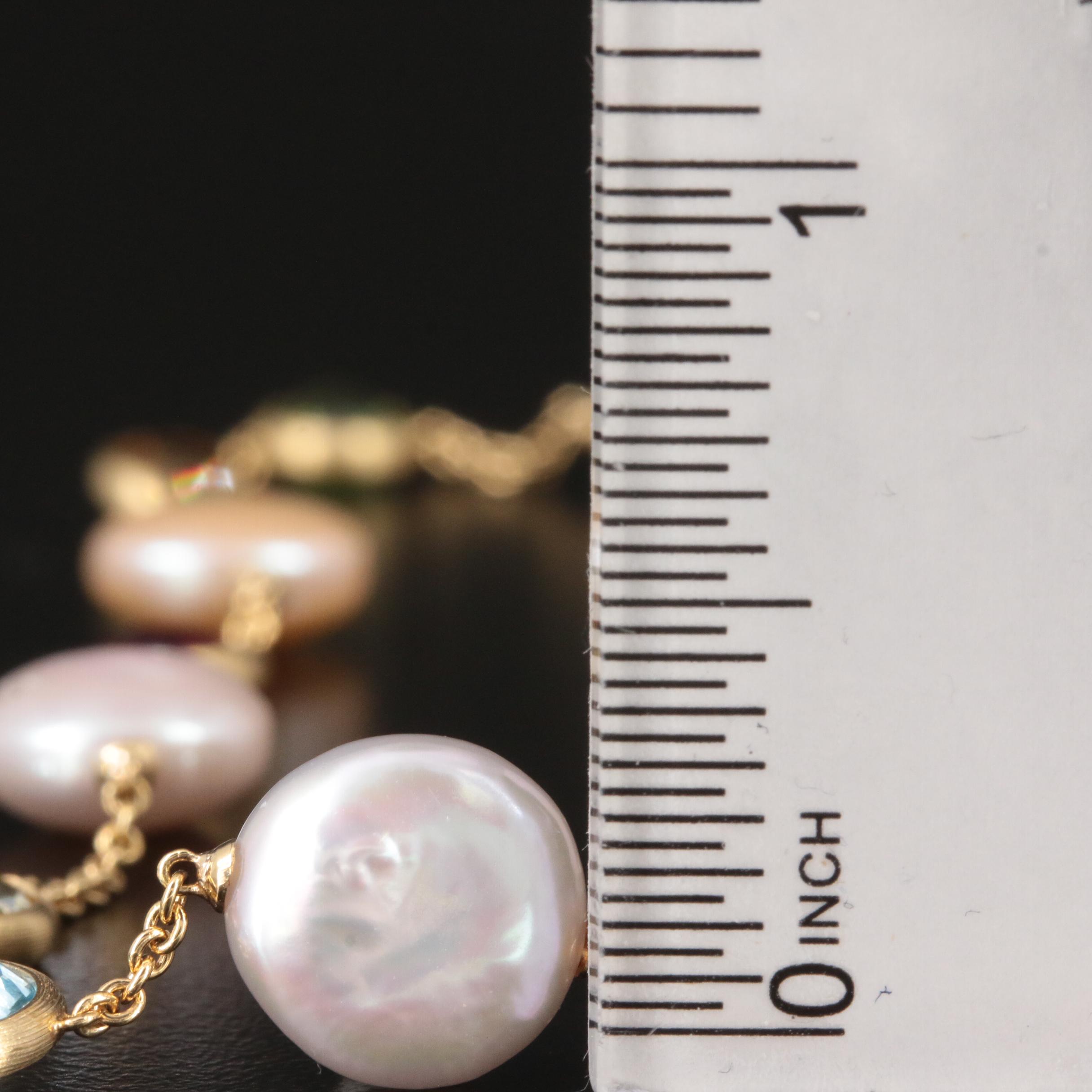 Marco Bicego Pearl, Tourmaline, Citrine, Amethyst and Topaz Station Necklace