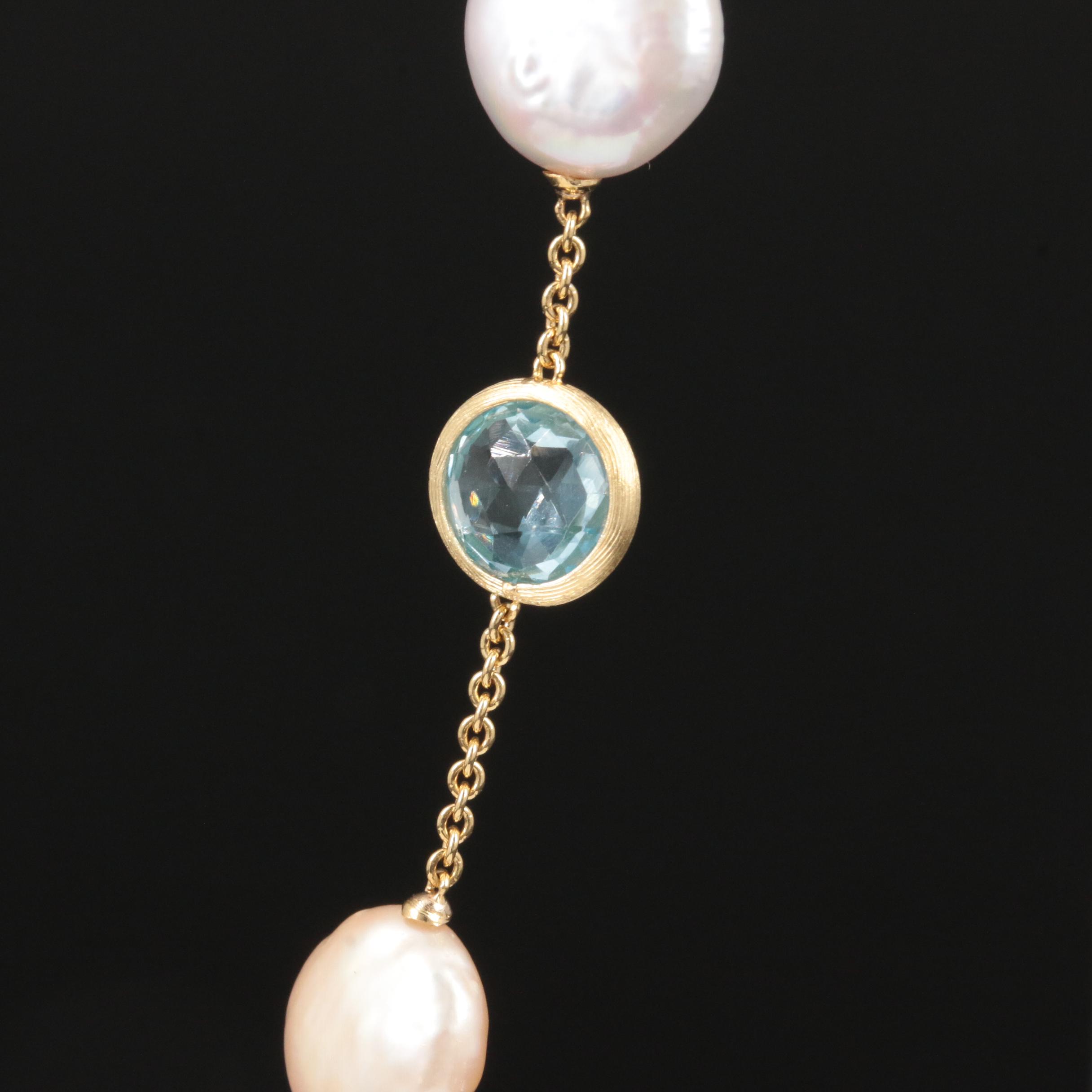 Marco Bicego Pearl, Tourmaline, Citrine, Amethyst and Topaz Station Necklace