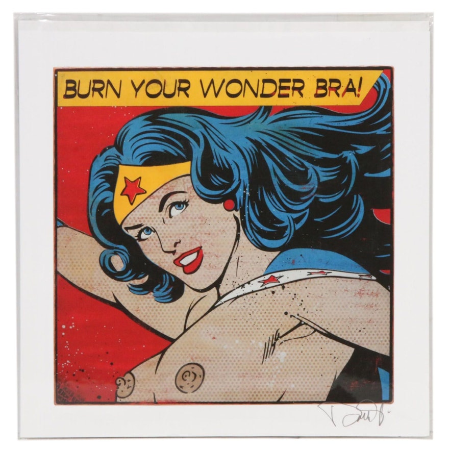 Enjoy Denial Pop Art Giclée "Burn Your Wonder Bra!"