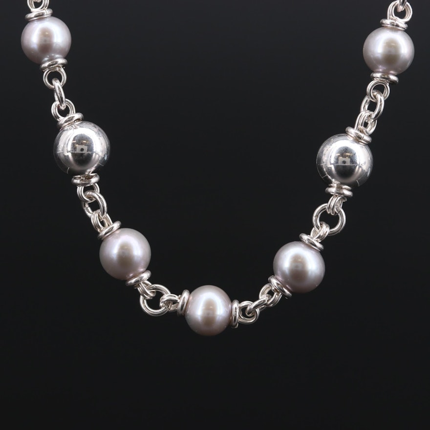 Michael Dawkins Sterling Silver Cultured Pearl Strand Necklace