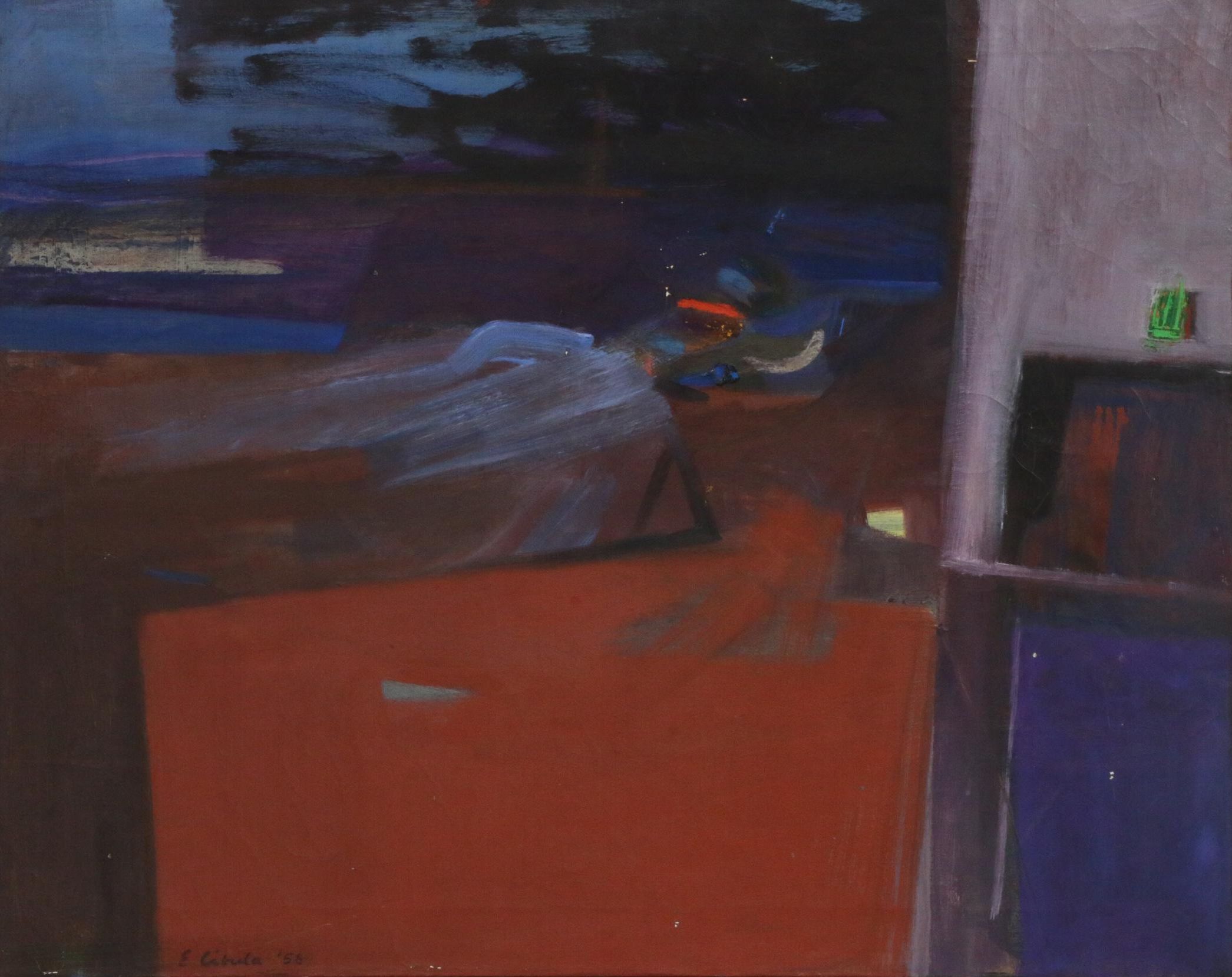 Ellen Cibula Abstract Oil Painting, 1958