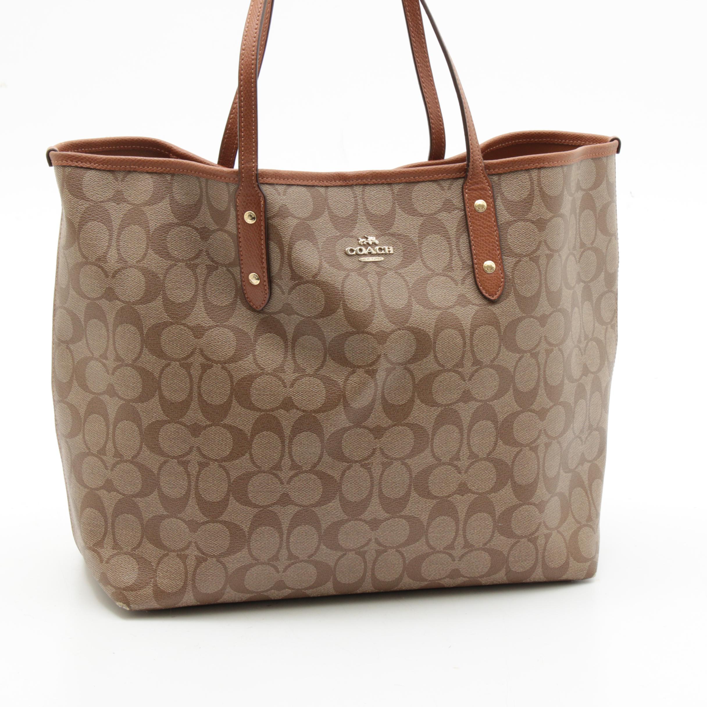 Coach City Tote in Signature Coated Canvas and Leather