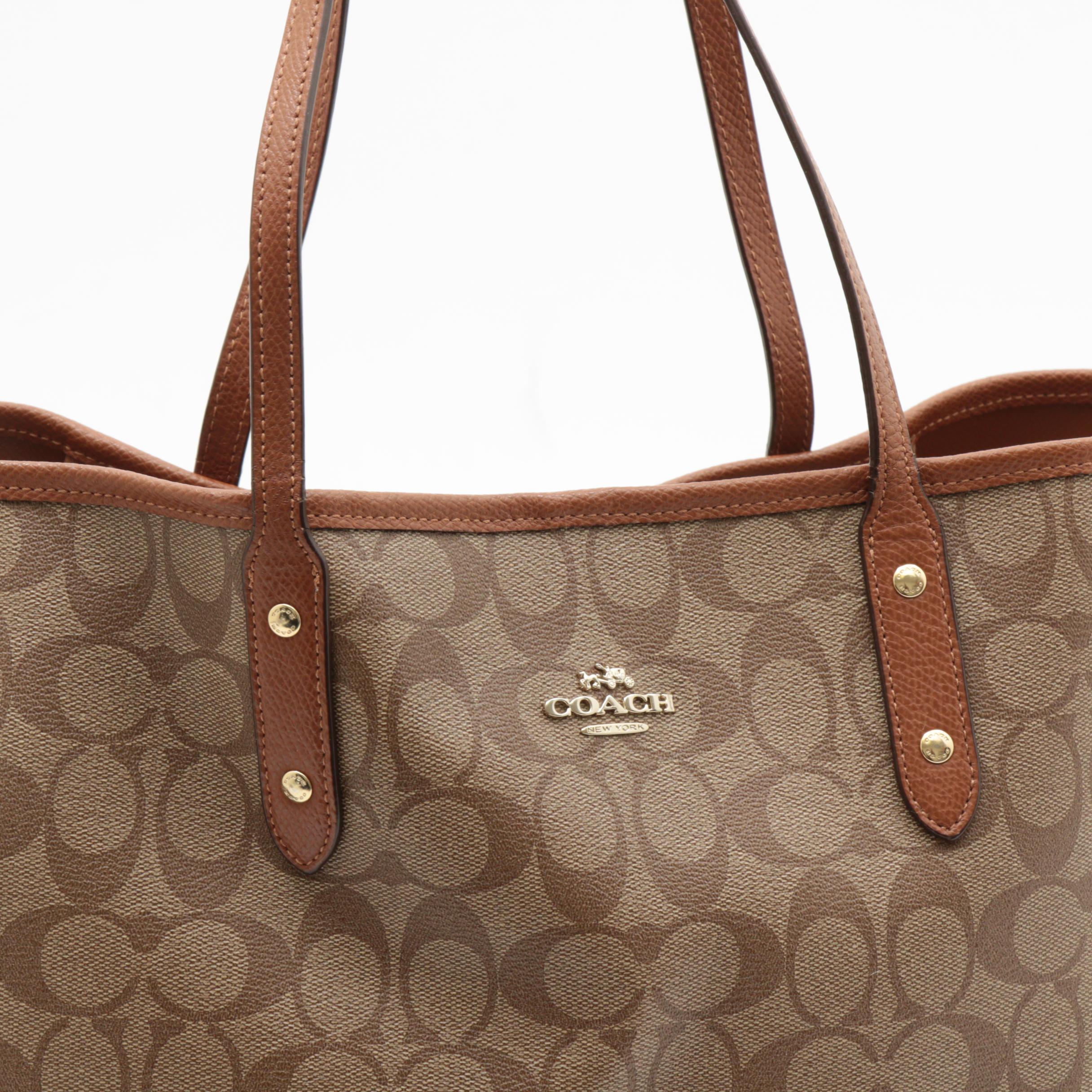 Coach City Tote in Signature Coated Canvas and Leather