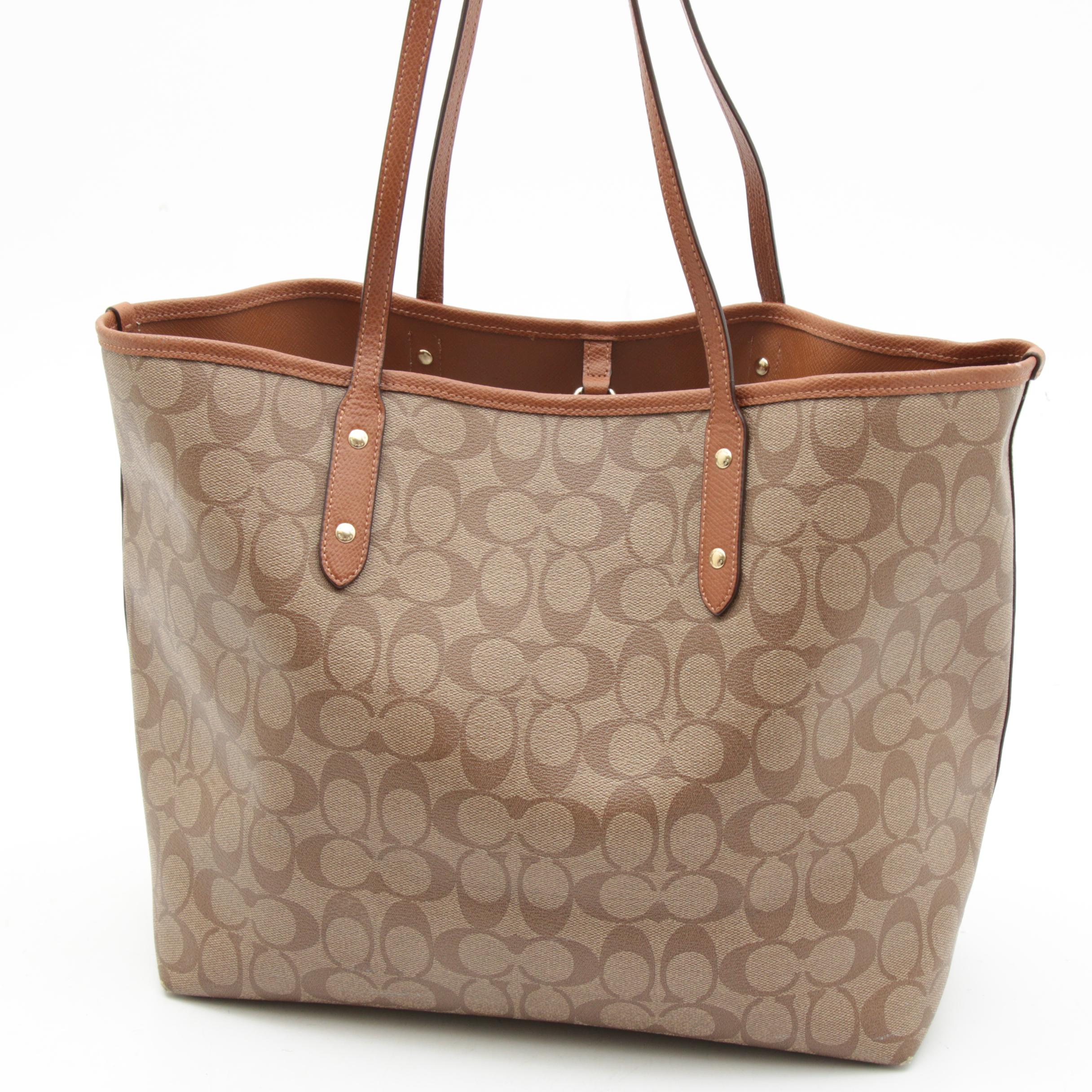Coach City Tote in Signature Coated Canvas and Leather