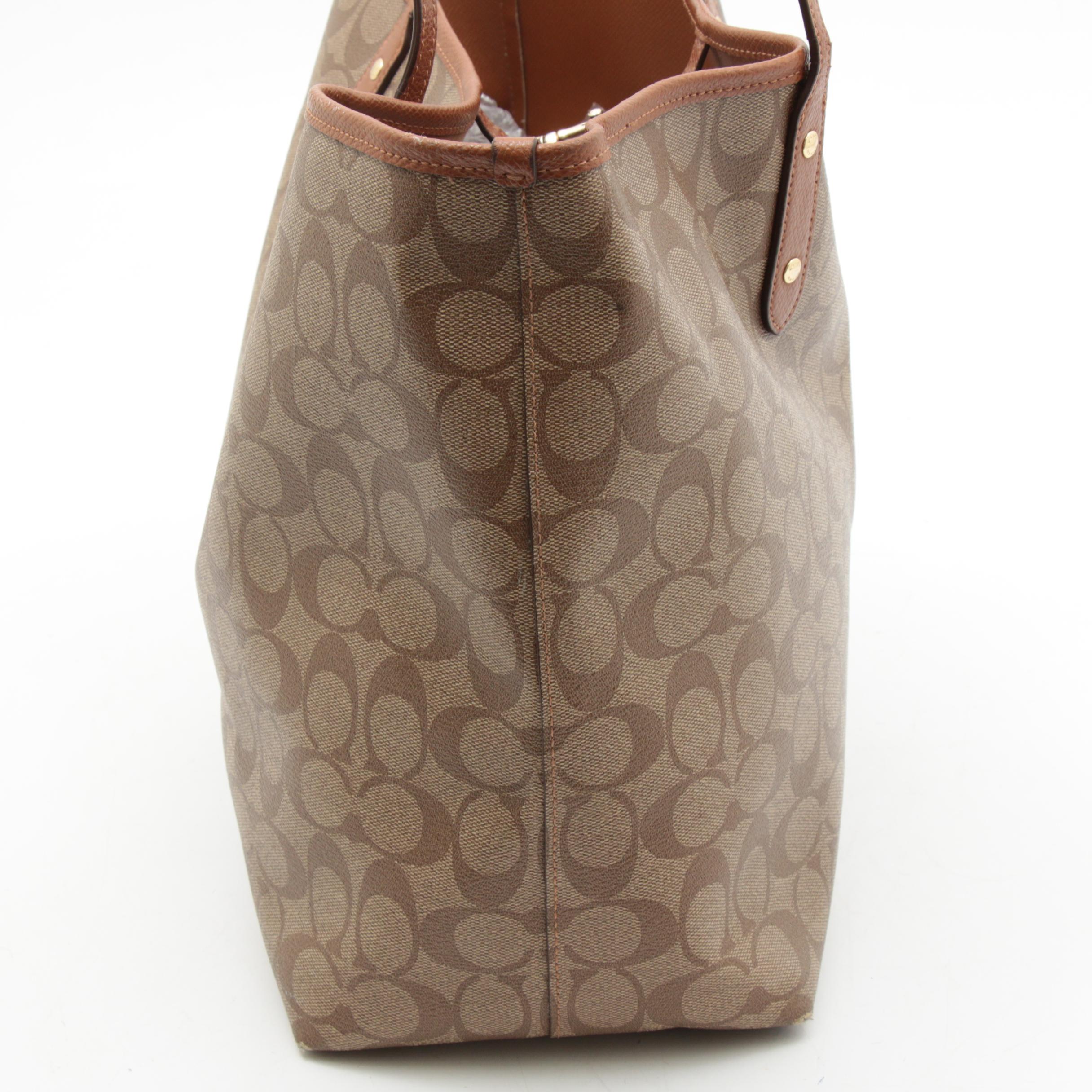 Coach City Tote in Signature Coated Canvas and Leather