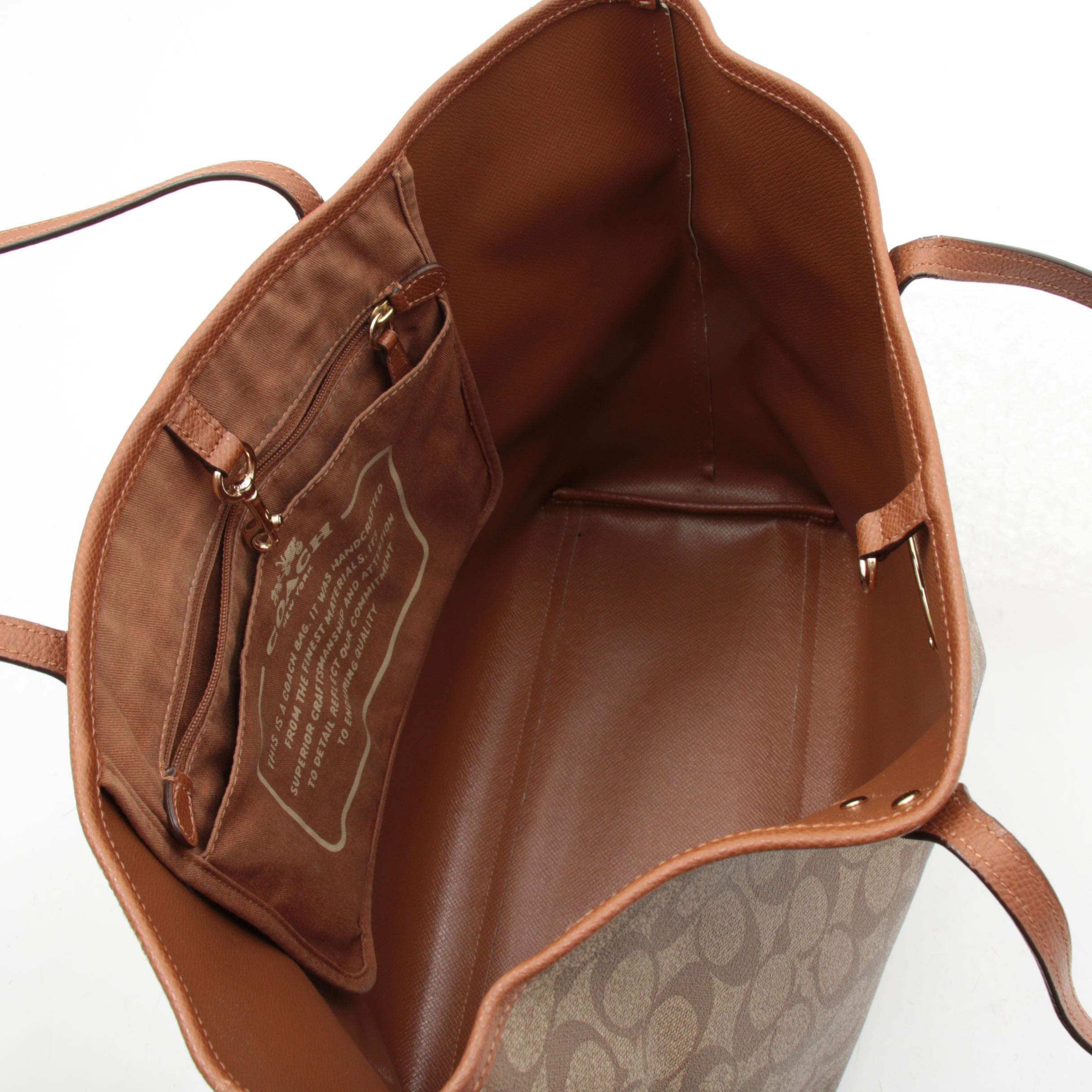 Coach City Tote in Signature Coated Canvas and Leather