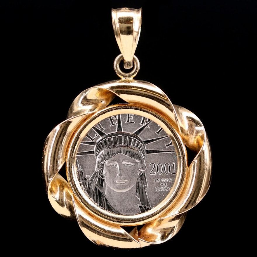 14K Pendant with 2001 Statue of Liberty Platinum Bullion Coin