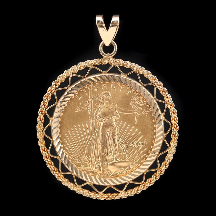 14K Pendant with 2001 American Eagle Gold Bullion Coin