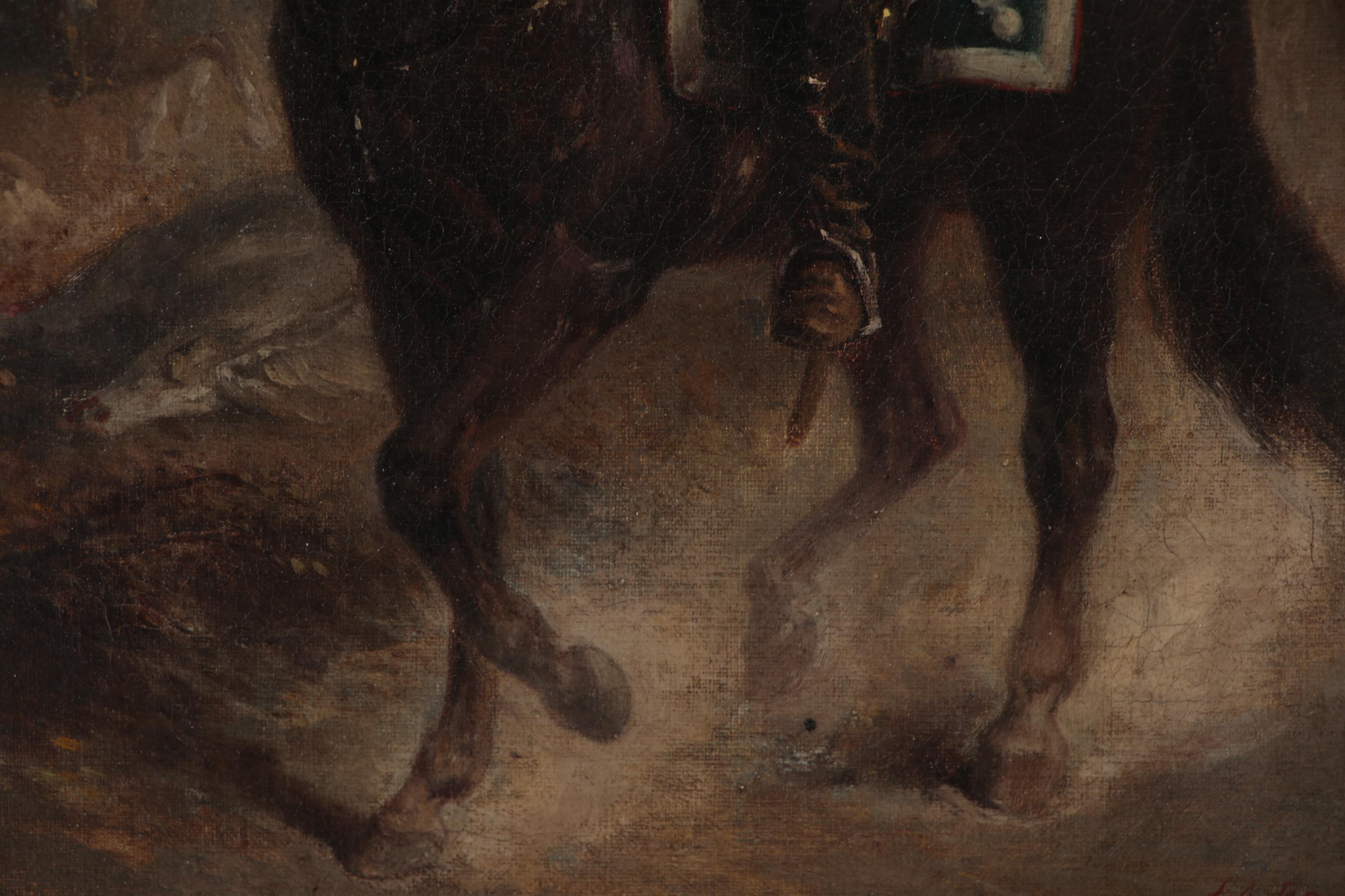 Jean Adolphe Beauce Oil Painting "French Soldier on Horseback"