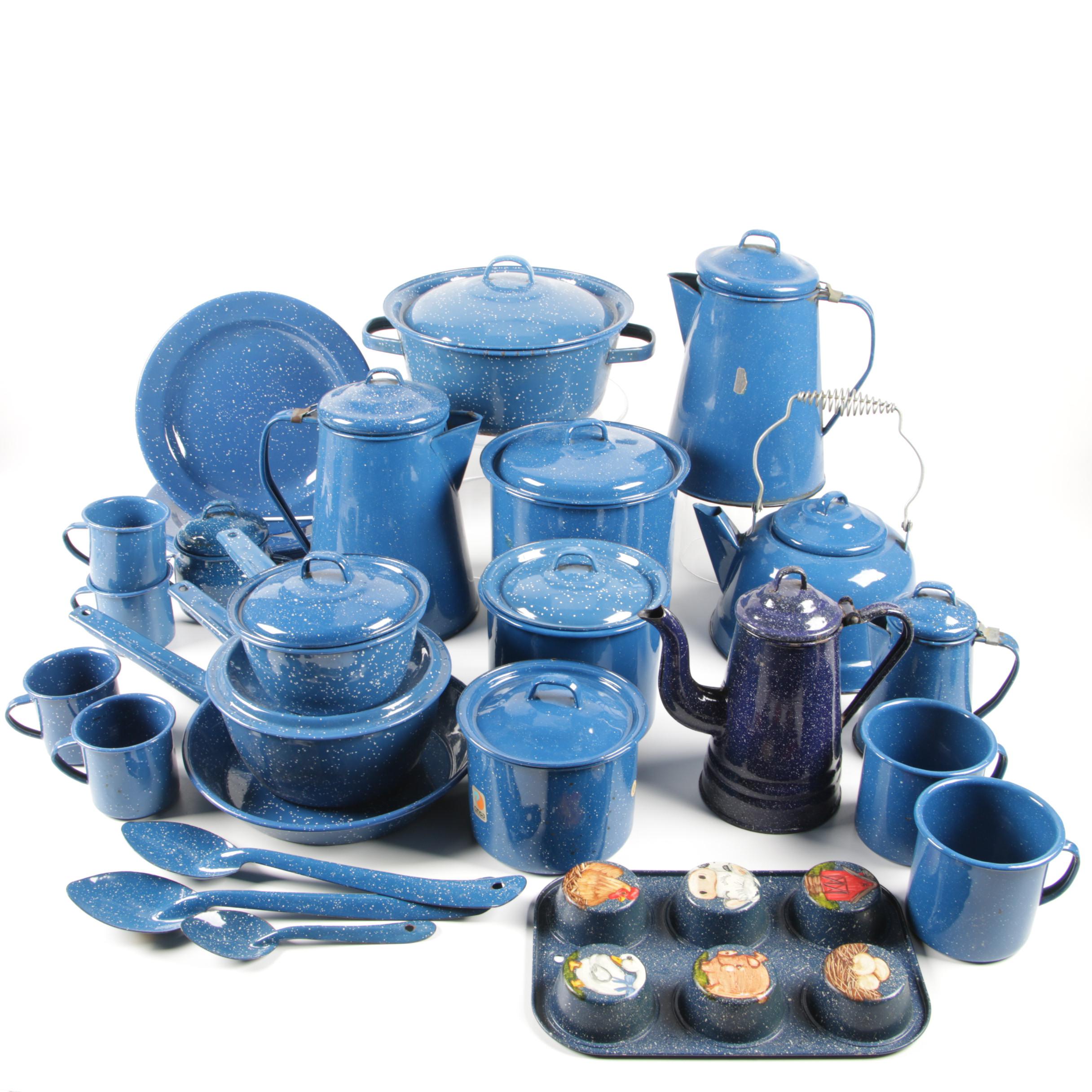 Mexican Cinsa Speckled Enamel Cookware, Dinnerware and More