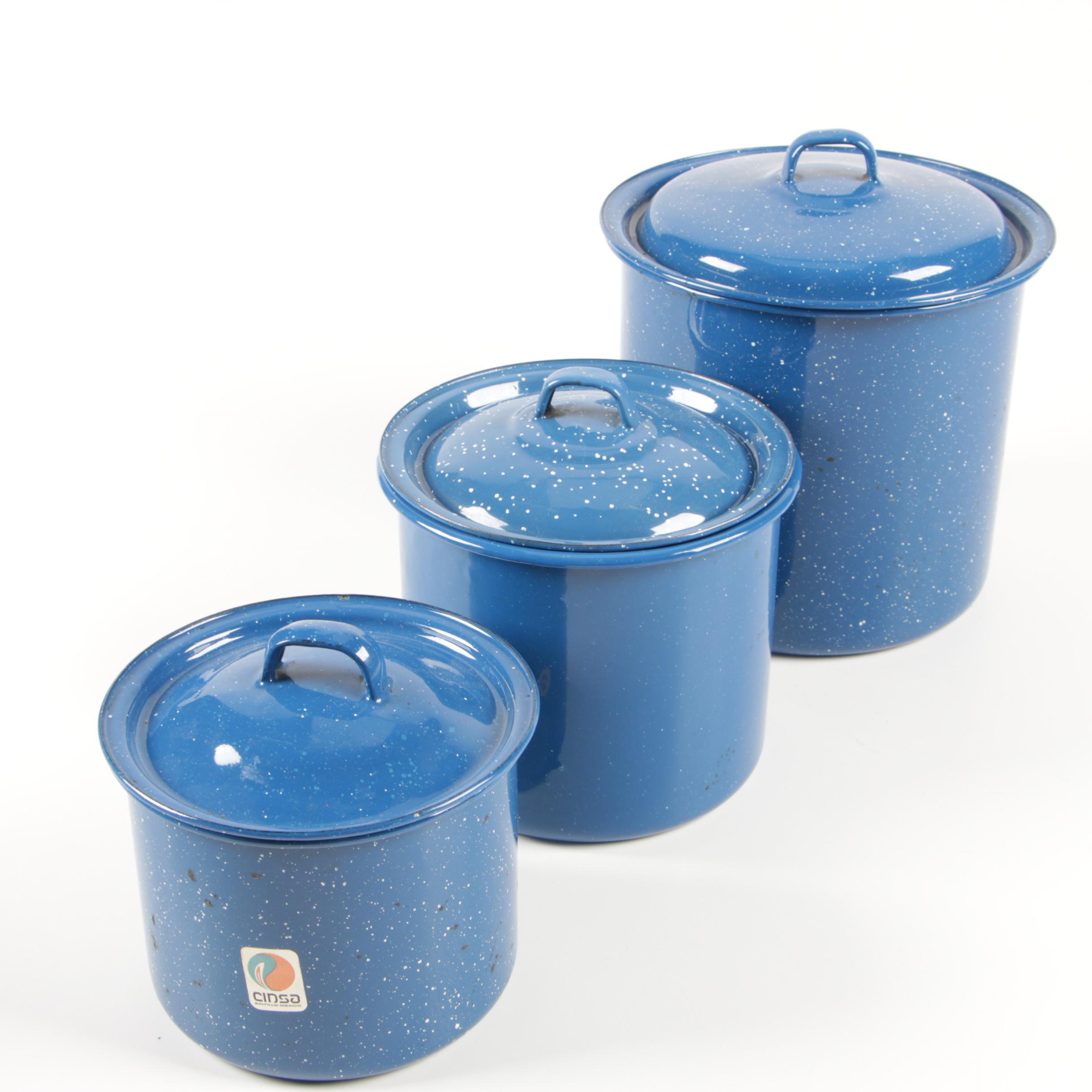 Mexican Cinsa Speckled Enamel Cookware, Dinnerware and More