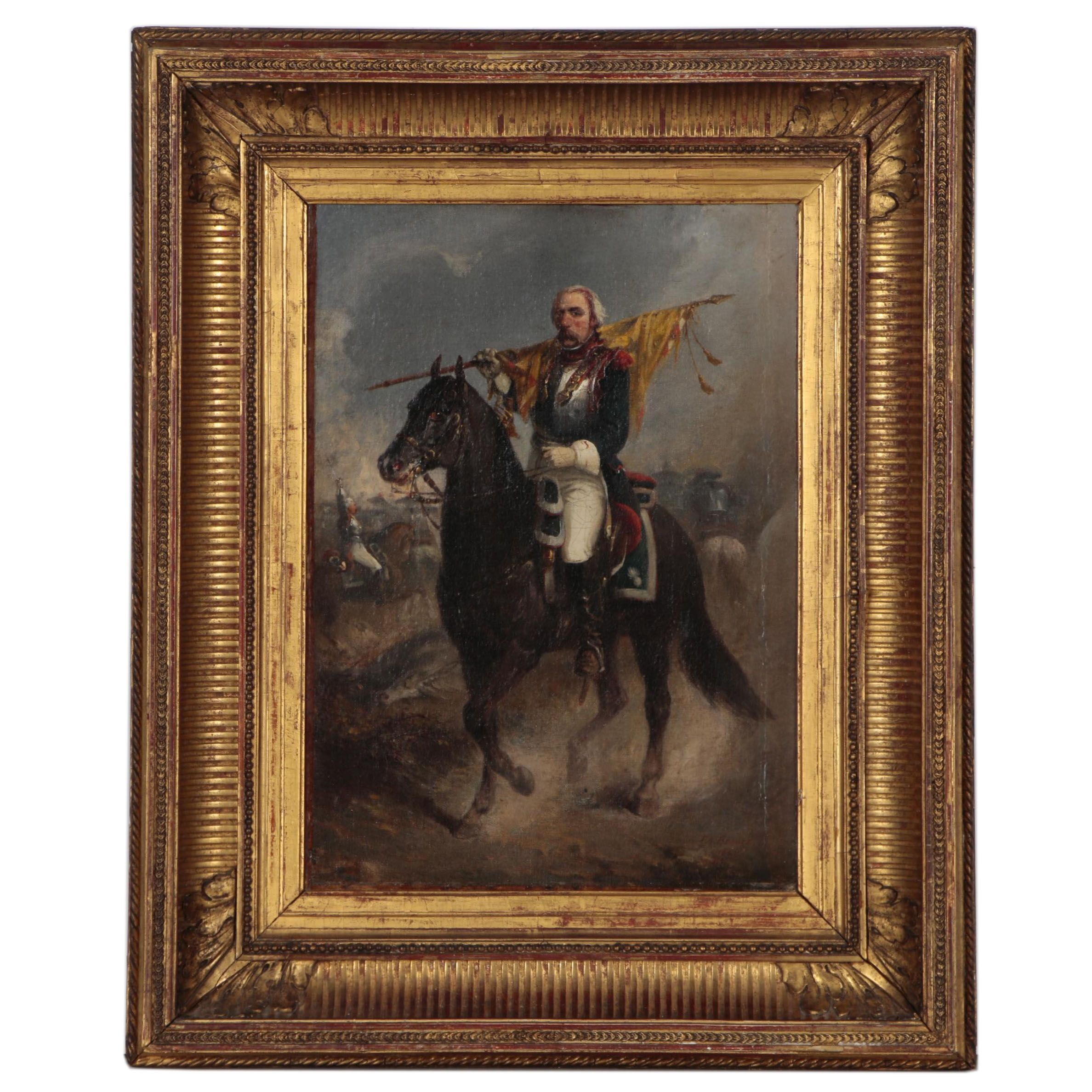 Jean Adolphe Beauce Oil Painting "French Soldier on Horseback"