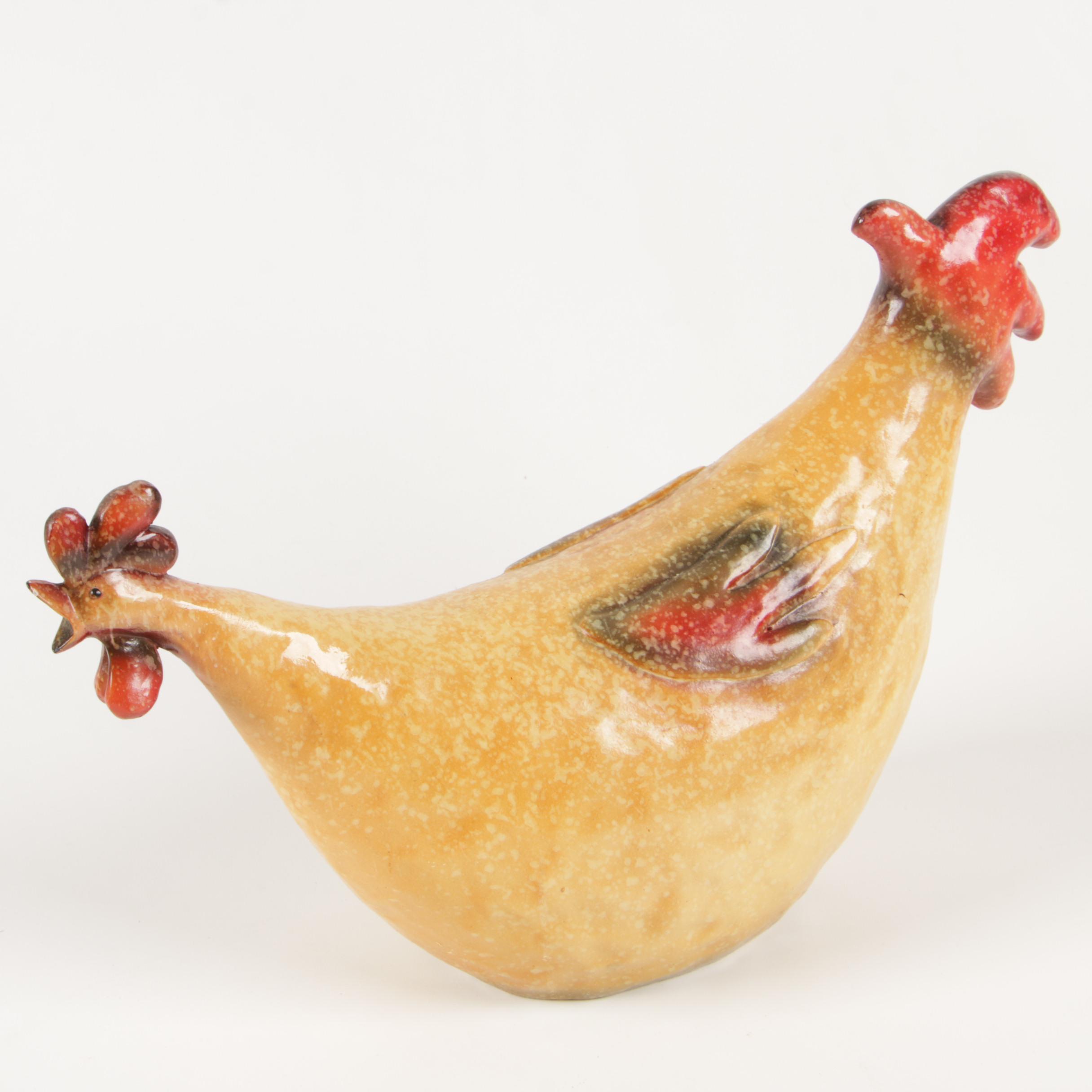 Laurel Burch Cat Bank, Truck Planter, Painted Glass Pitcher, Rooster and Others