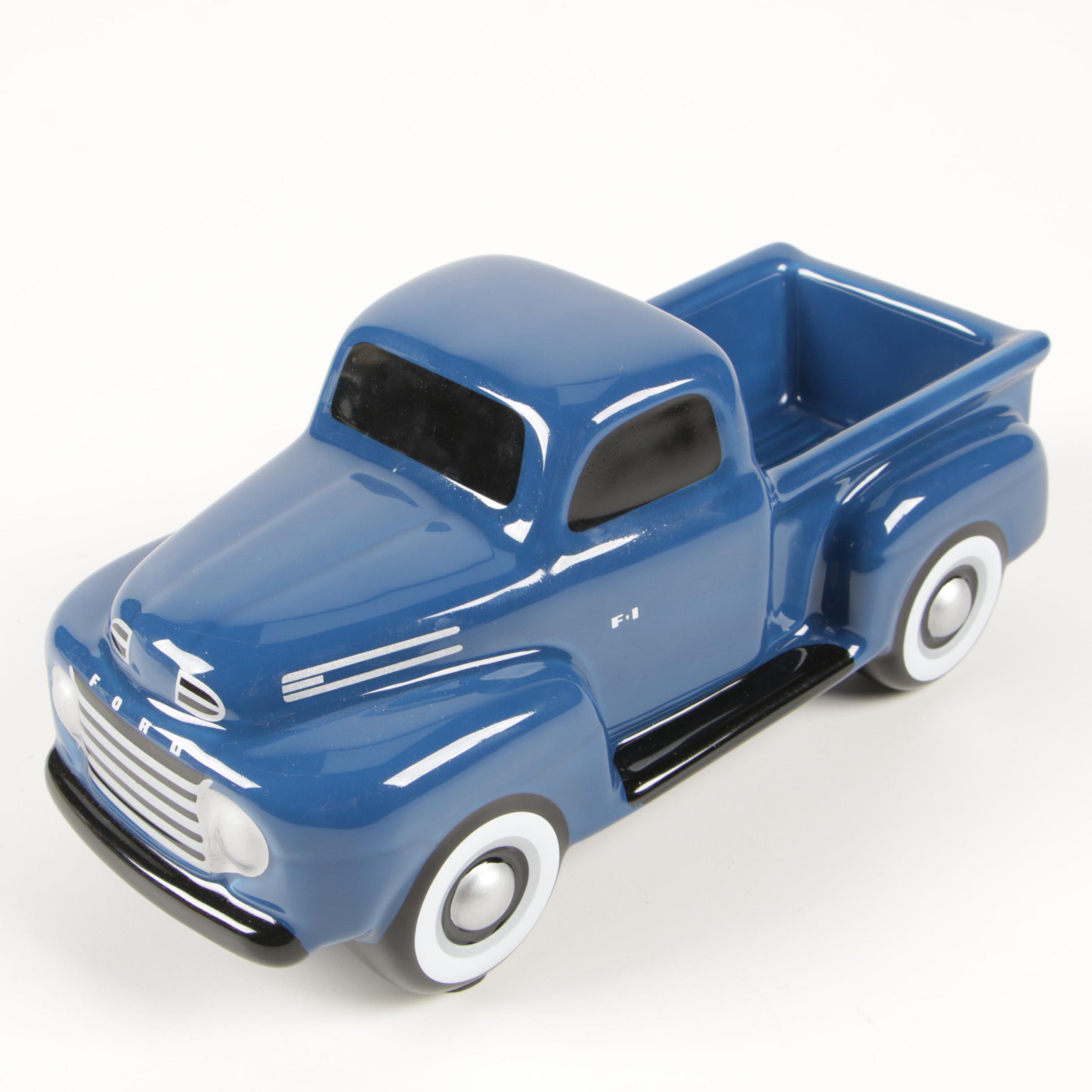 Laurel Burch Cat Bank, Truck Planter, Painted Glass Pitcher, Rooster and Others