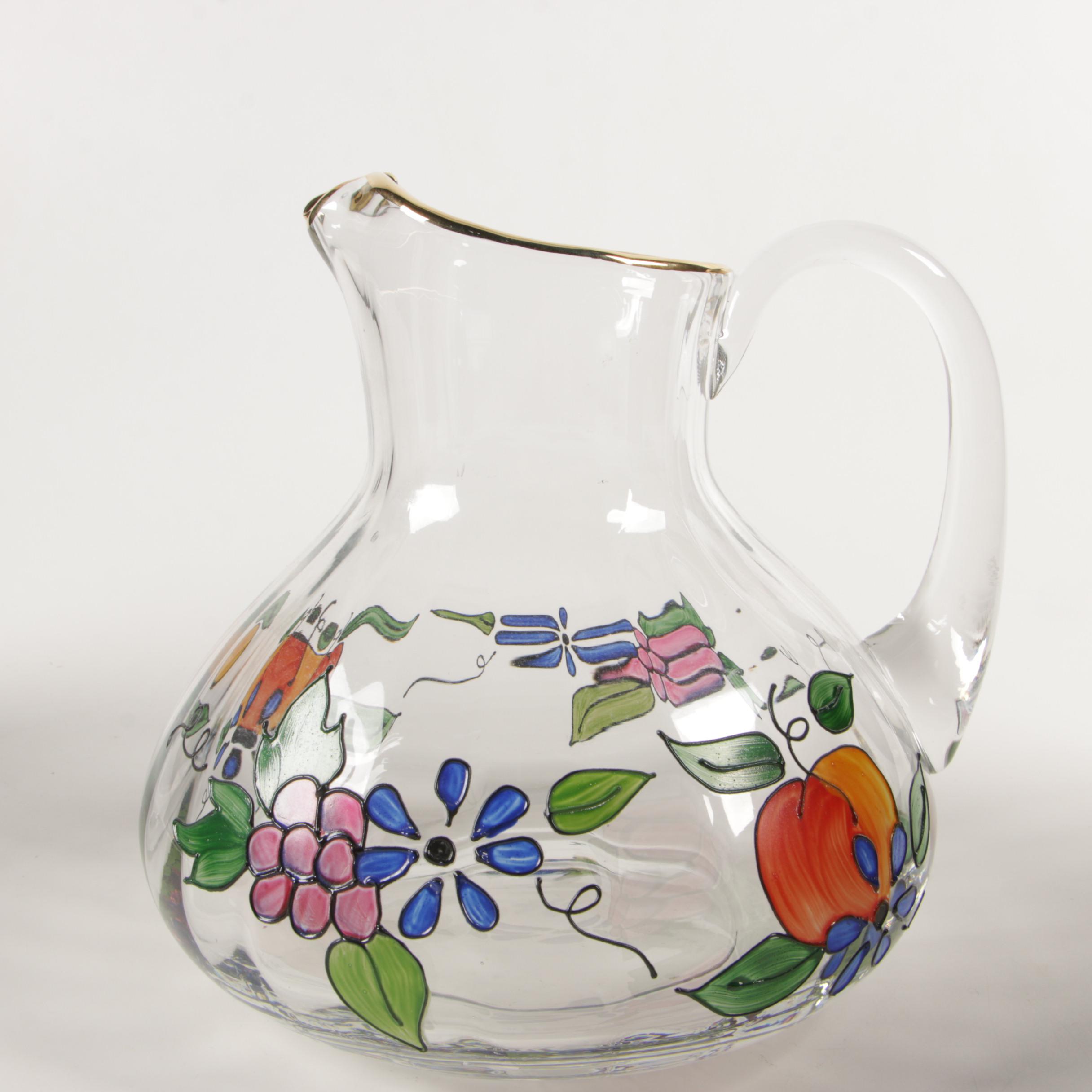Laurel Burch Cat Bank, Truck Planter, Painted Glass Pitcher, Rooster and Others