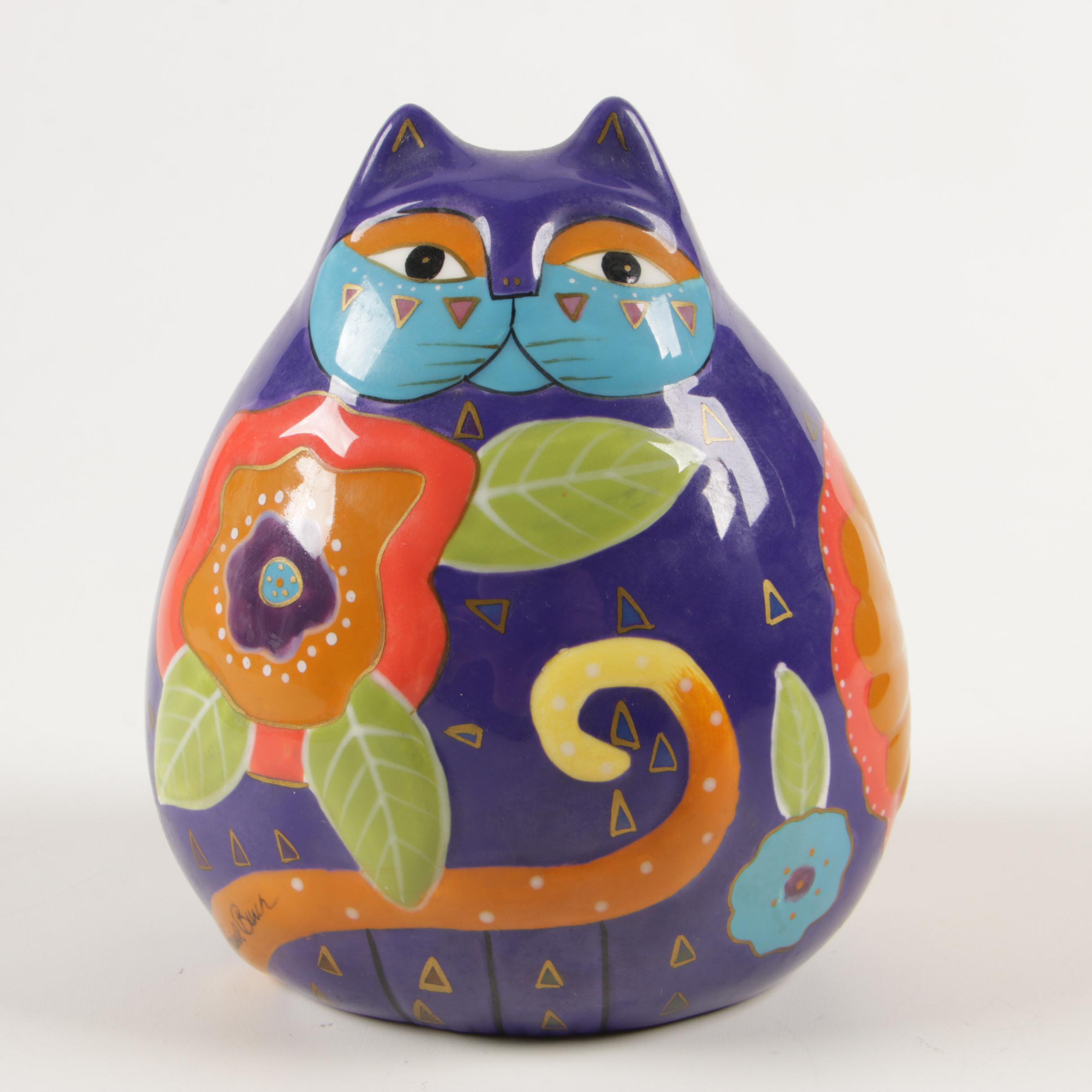 Laurel Burch Cat Bank, Truck Planter, Painted Glass Pitcher, Rooster and Others