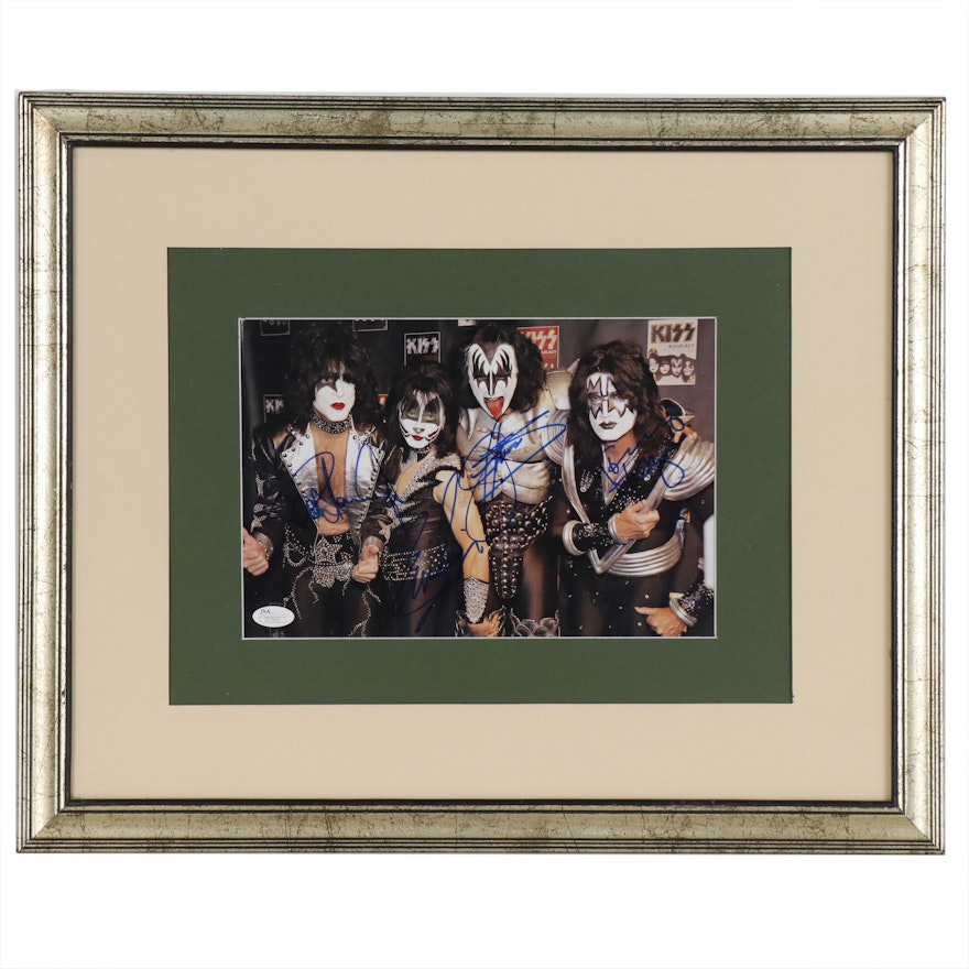 KISS Band Members Signed Photo Print, Framed   JSA Full Letter