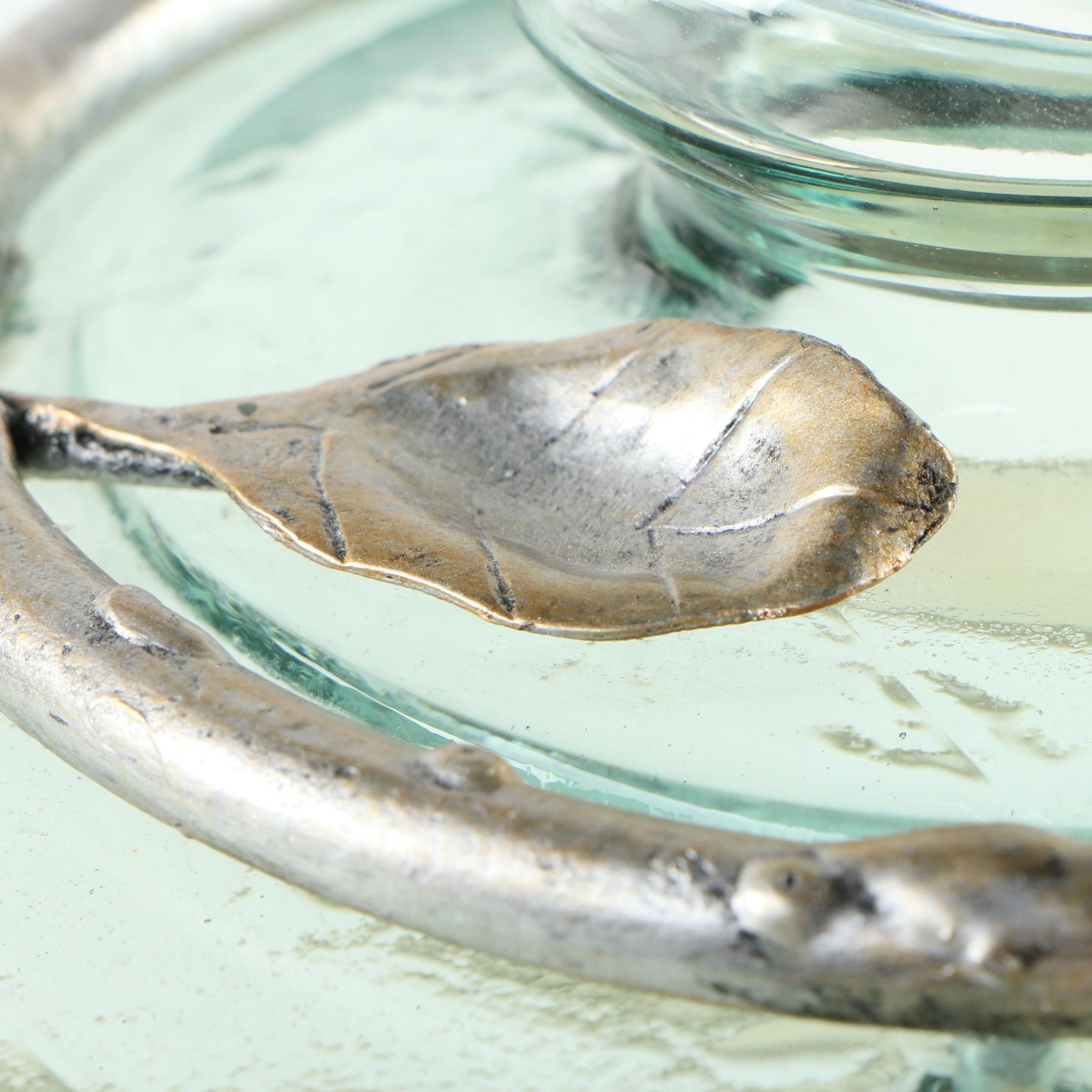 Naturalistic Metal and Capiz Shell Cake Stand with Cloche