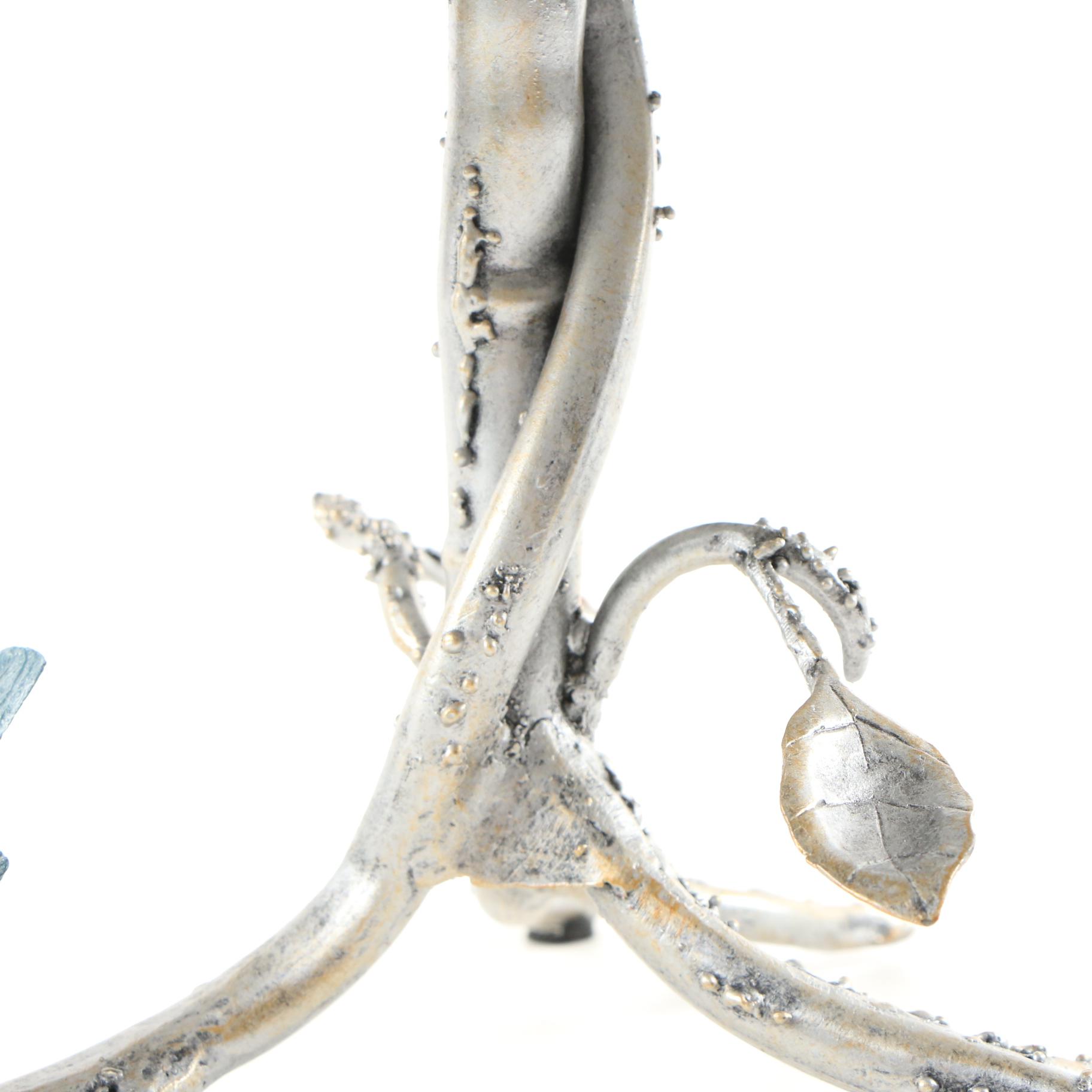 Naturalistic Metal and Capiz Shell Cake Stand with Cloche