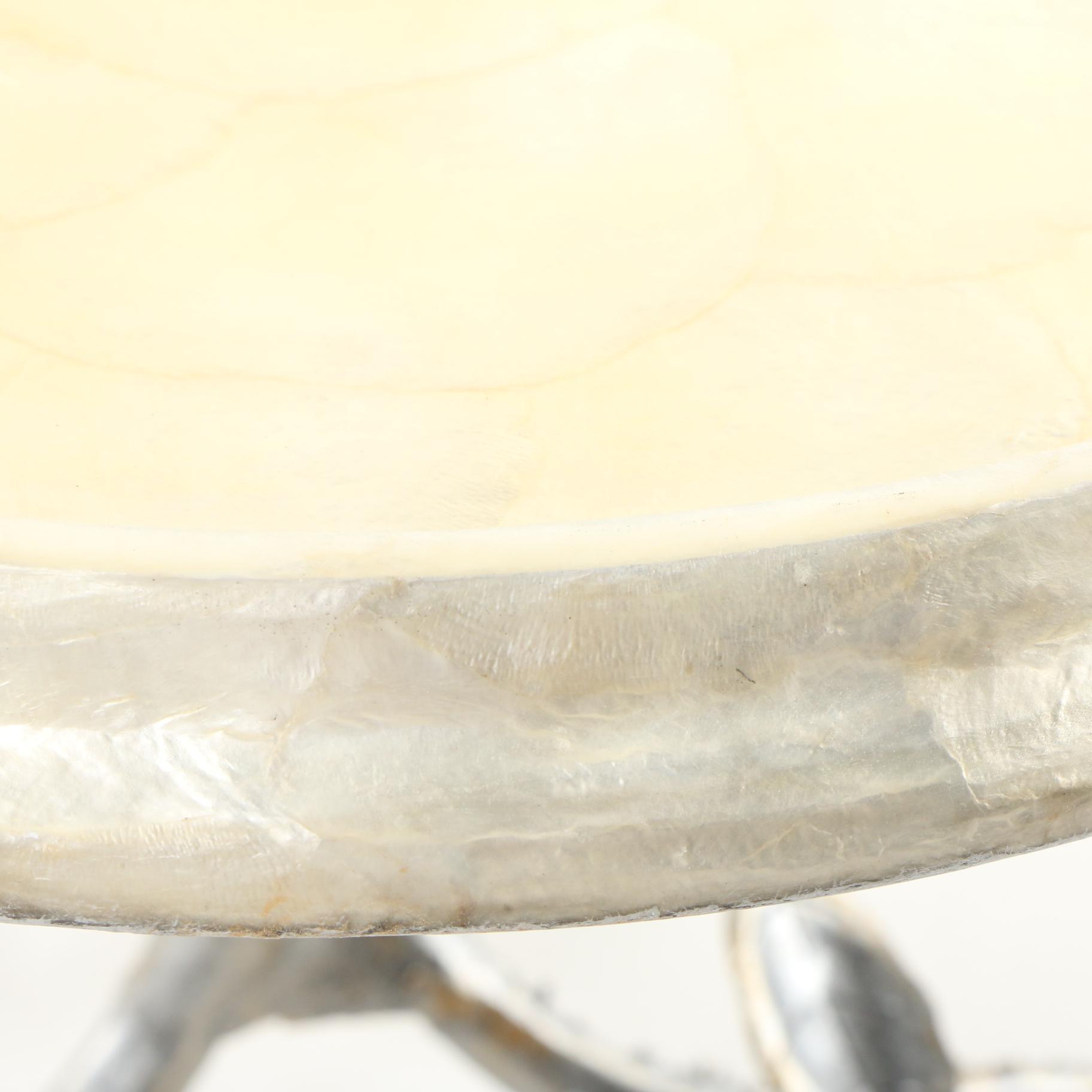Naturalistic Metal and Capiz Shell Cake Stand with Cloche