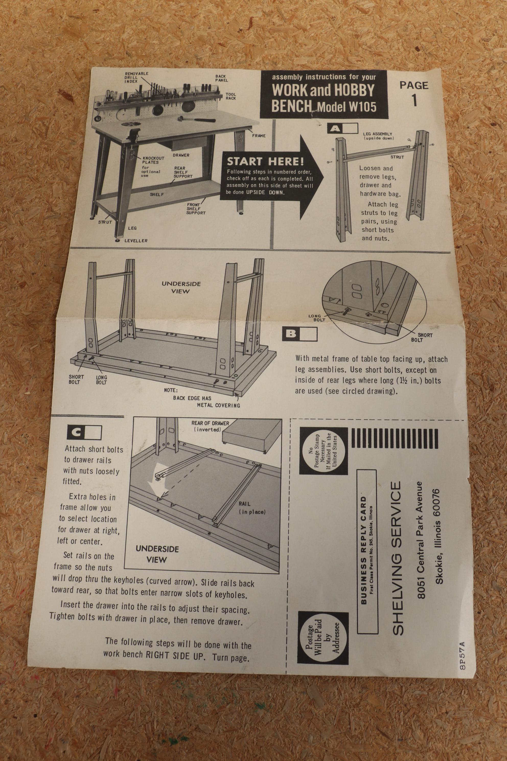 Hirsh Metal and Wood Work Bench with Storage Drawer and Pegboard Back Splash