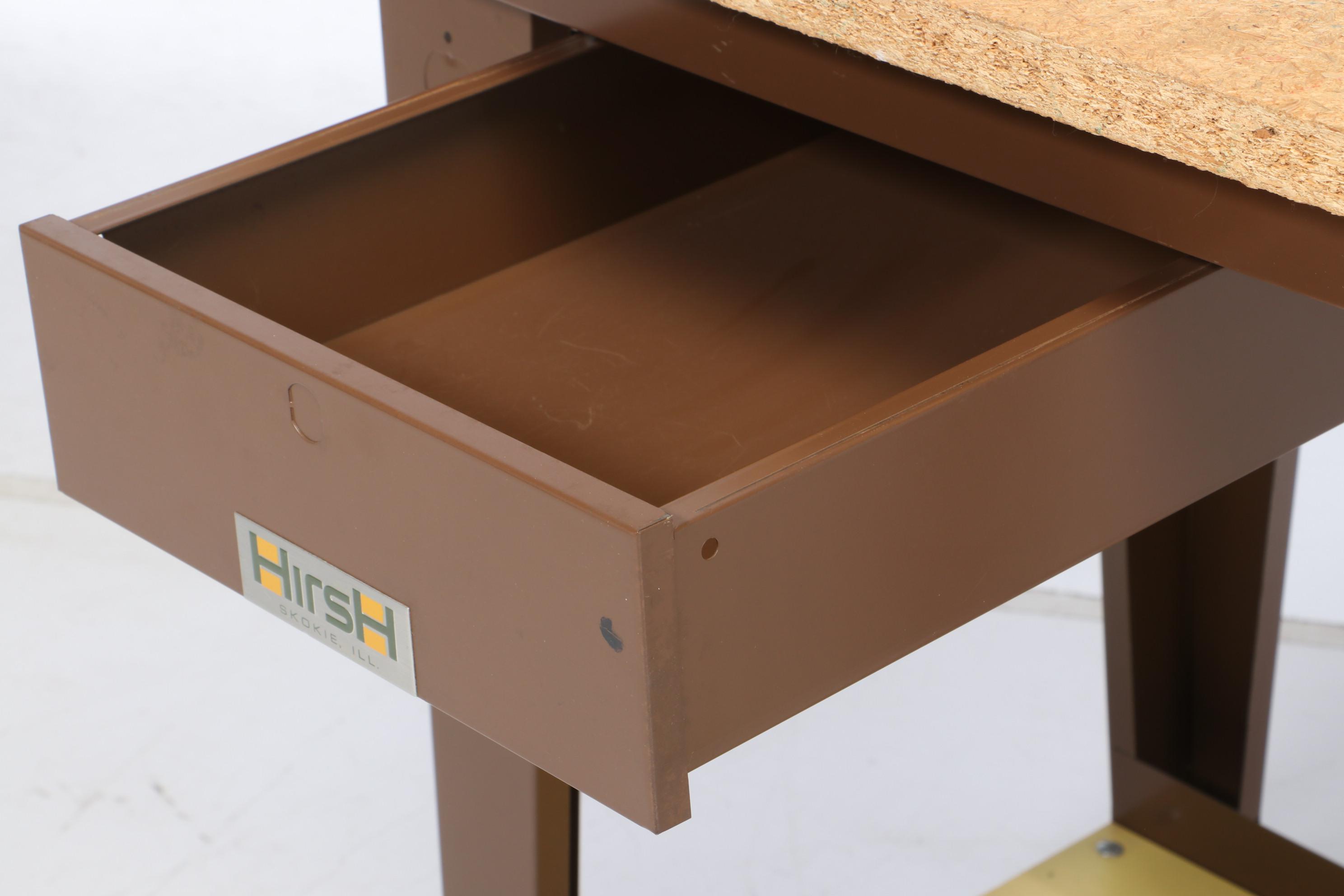 Hirsh Metal and Wood Work Bench with Storage Drawer and Pegboard Back Splash