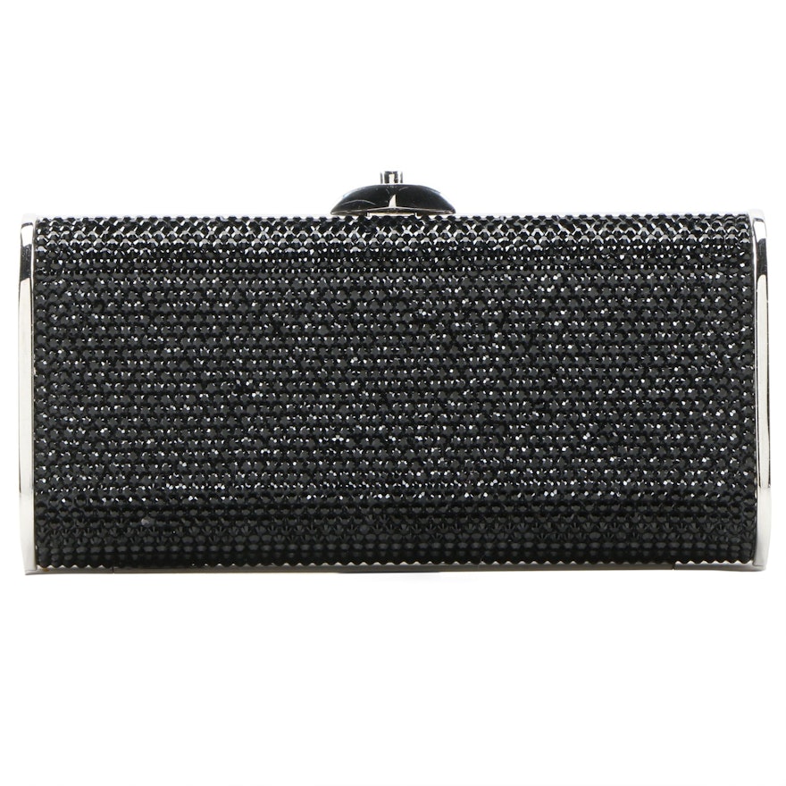 Judith Leiber Black Austrian Crystal Embellished Minaudière