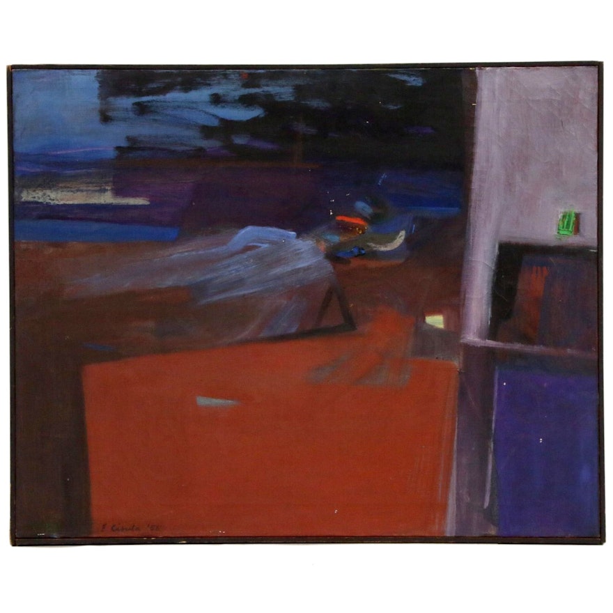 Ellen Cibula Abstract Oil Painting, 1958