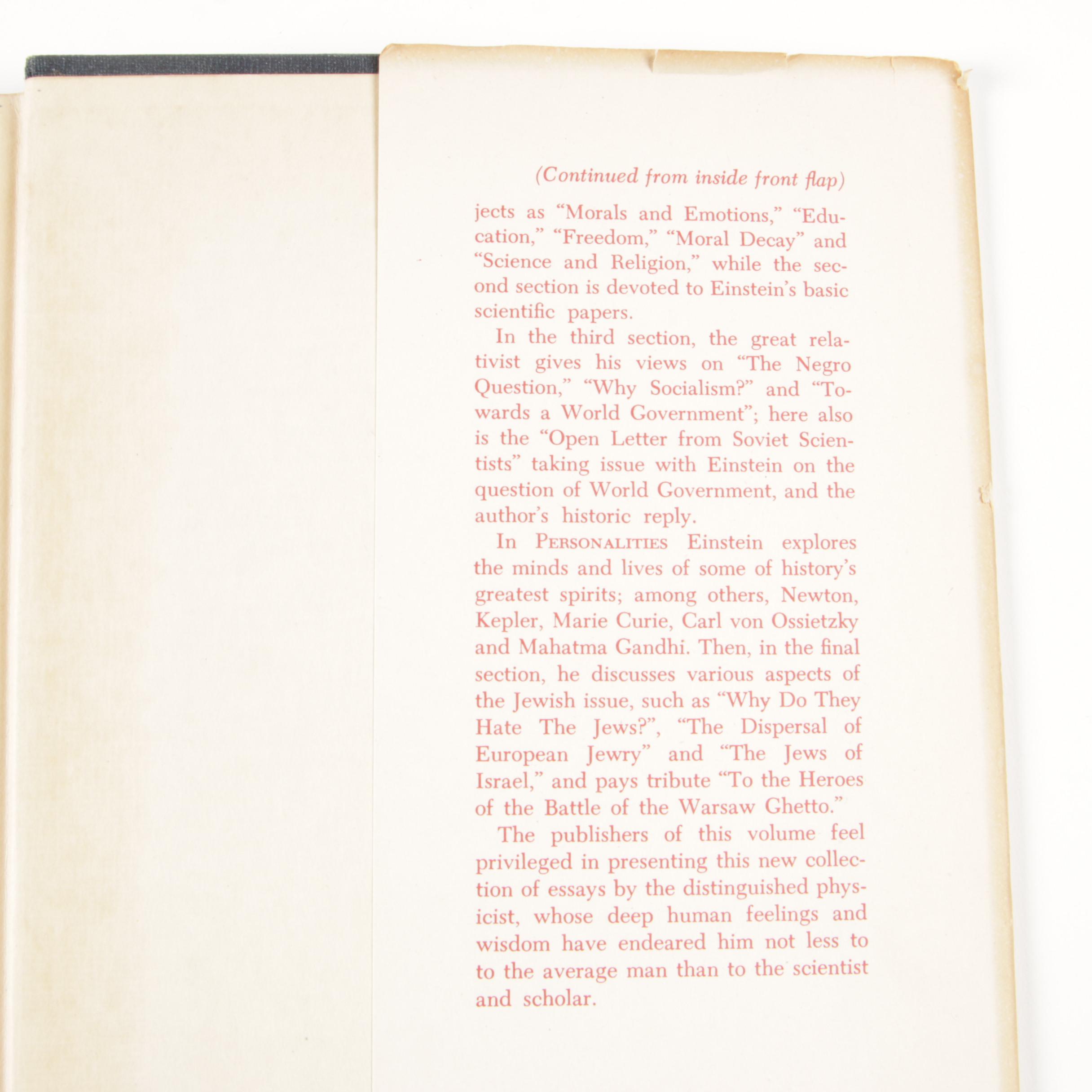 1950 First Edition "Out of My Later Years" by Albert Einstein