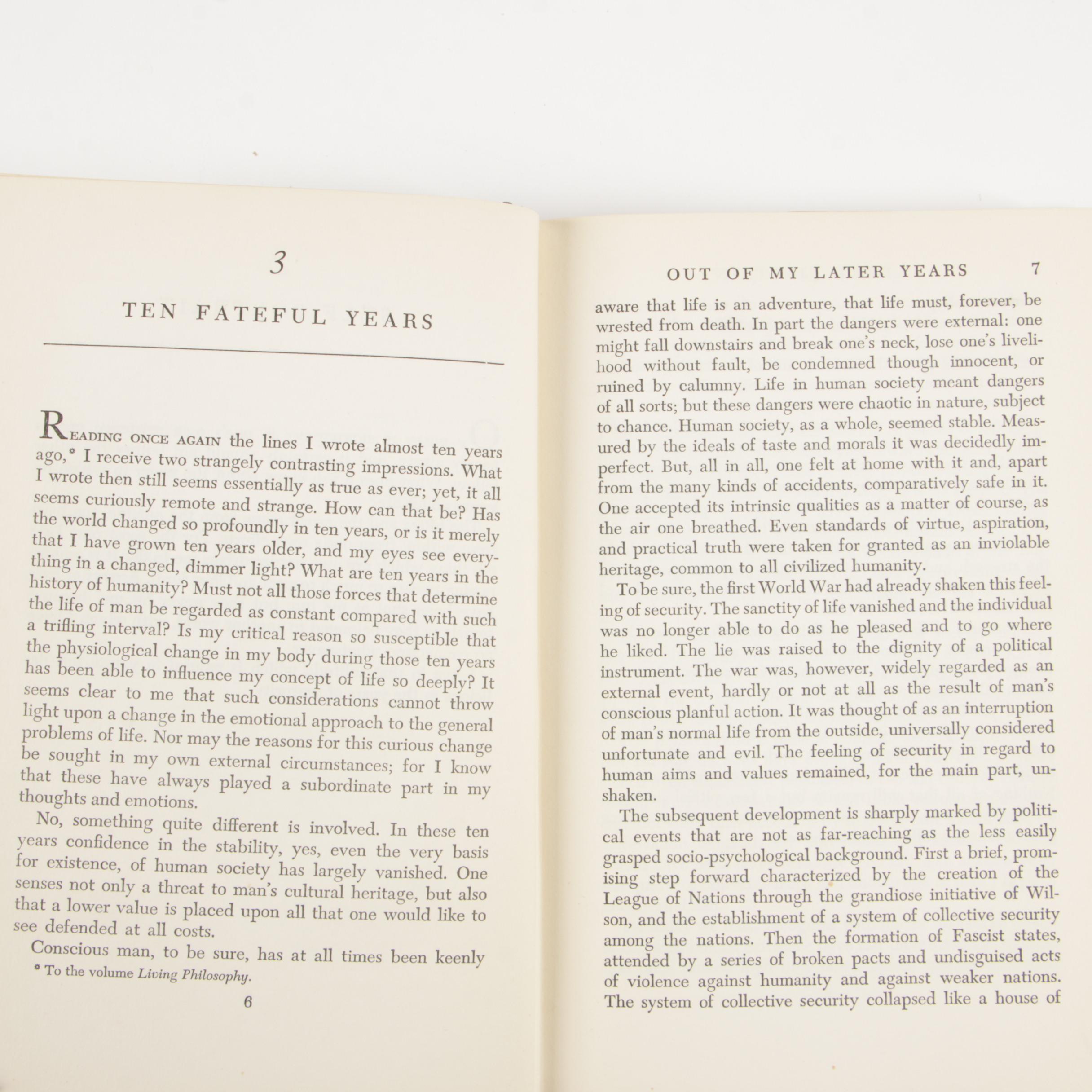 1950 First Edition "Out of My Later Years" by Albert Einstein