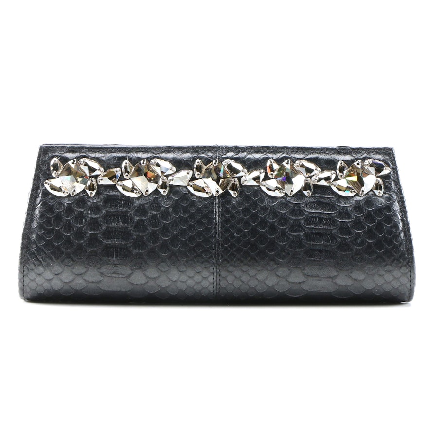 Ted Rossi NYC Embellished Python Clutch