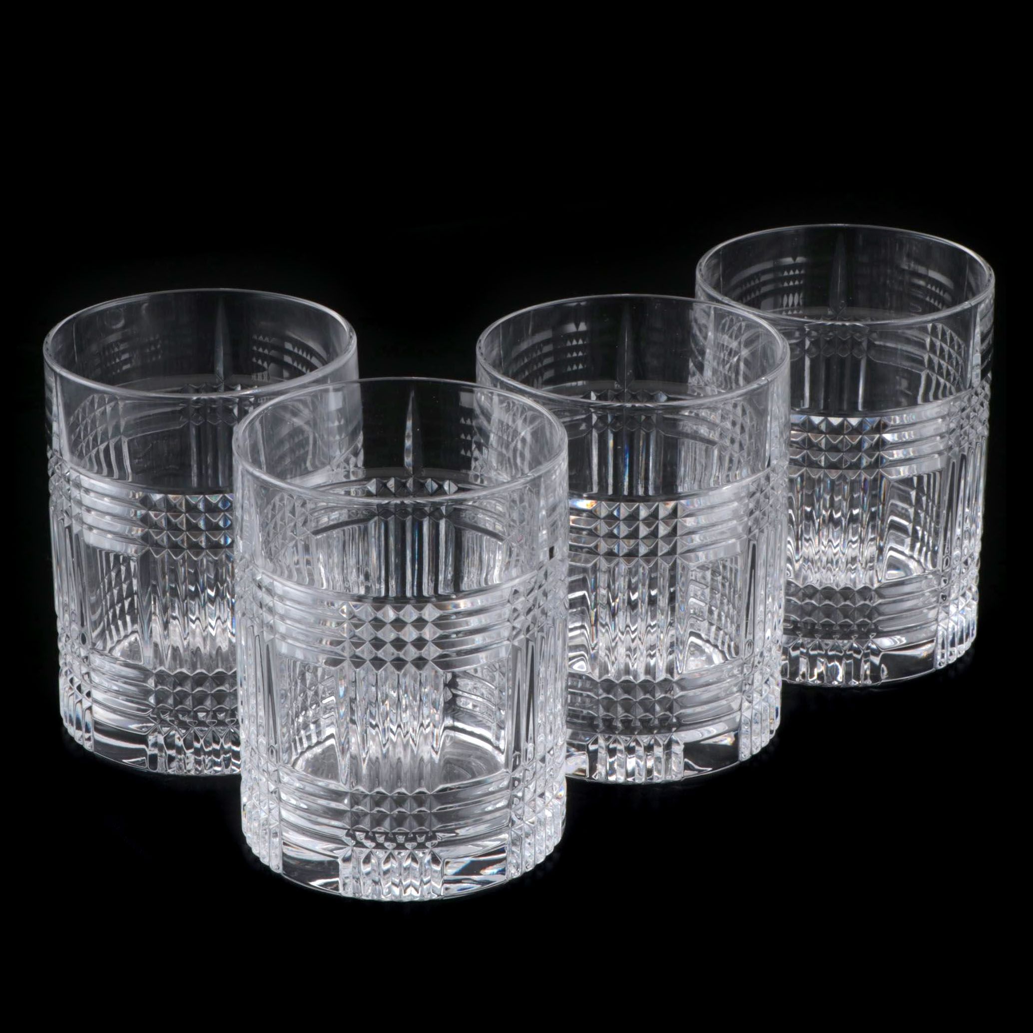 Ralph Lauren Crystal "Glen Plaid" Double Old Fashioned Glasses