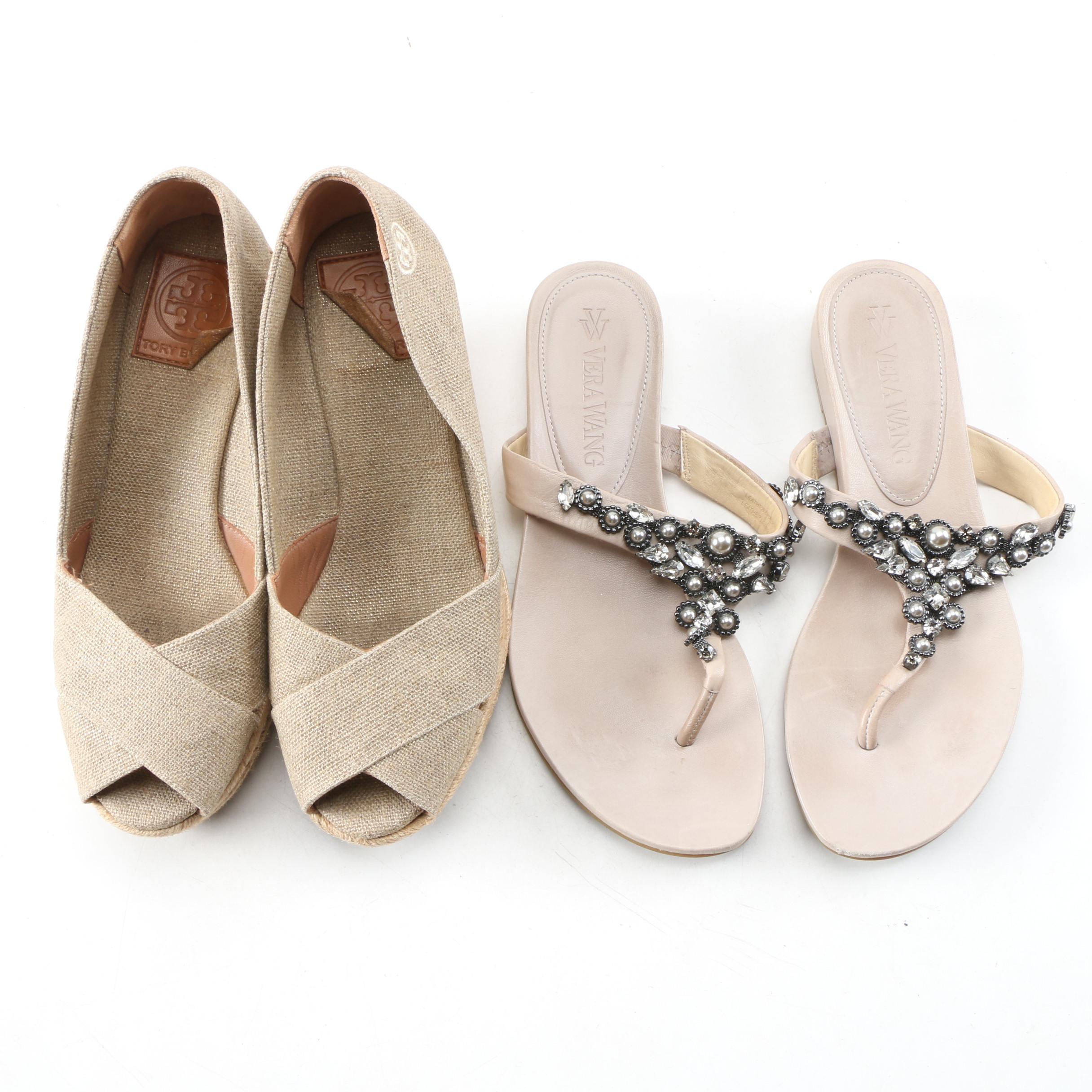 Tory Burch Filipa Espadrille Wedges and Vera Wang Embellished Leather Sandals