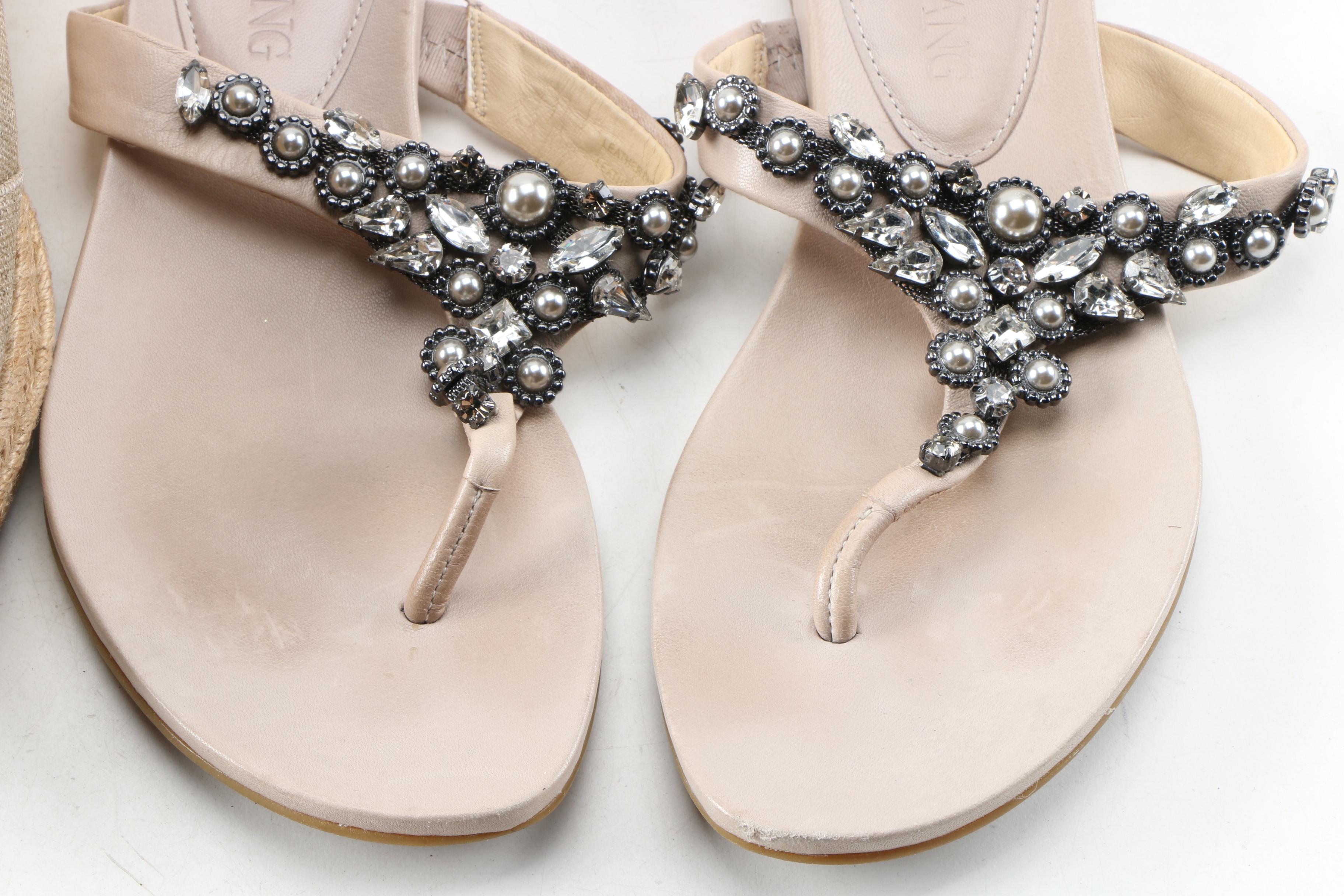 Tory Burch Filipa Espadrille Wedges and Vera Wang Embellished Leather Sandals