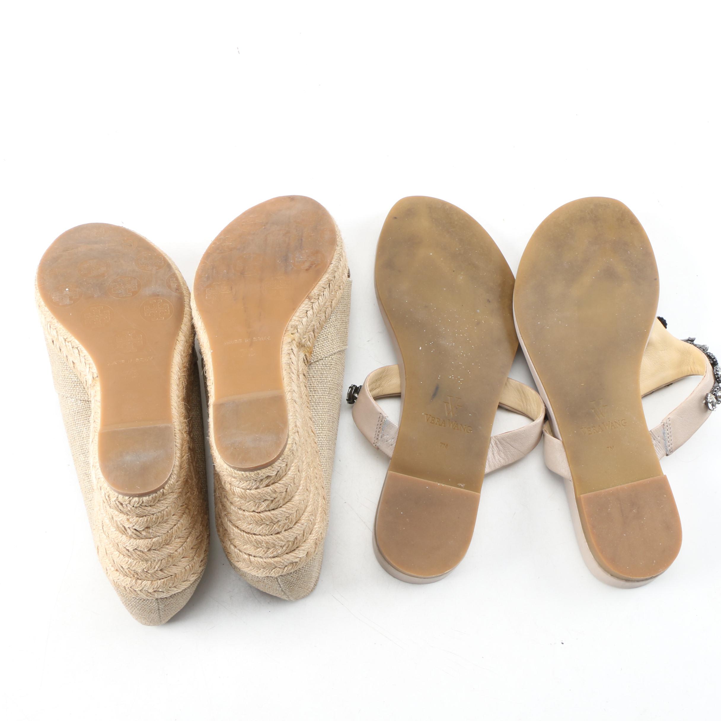 Tory Burch Filipa Espadrille Wedges and Vera Wang Embellished Leather Sandals
