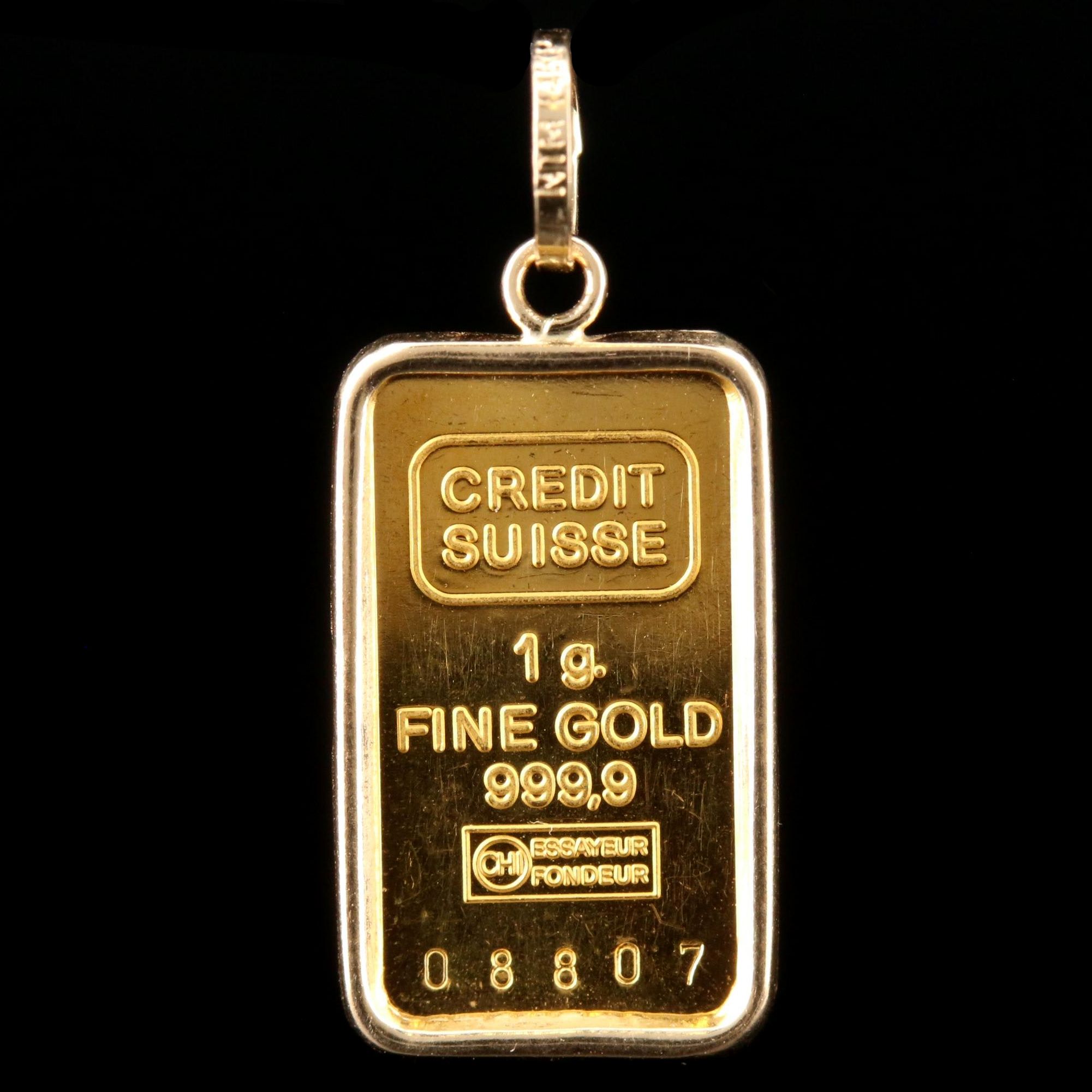 超希少❗️ELGIN CREDIT SUISSE GOLD INGOT 1gmダ Exc+5] Elgin Credit Suisse 1 Gram 999.9 Gold Ingot Unisex