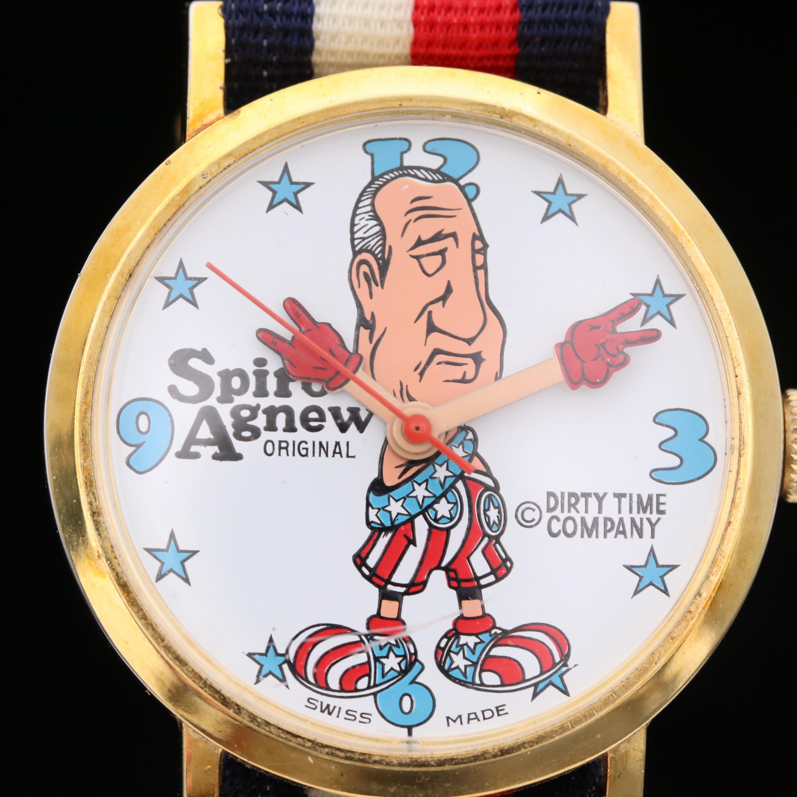Vintage Spiro Agnew Gold Tone Novelty Watch